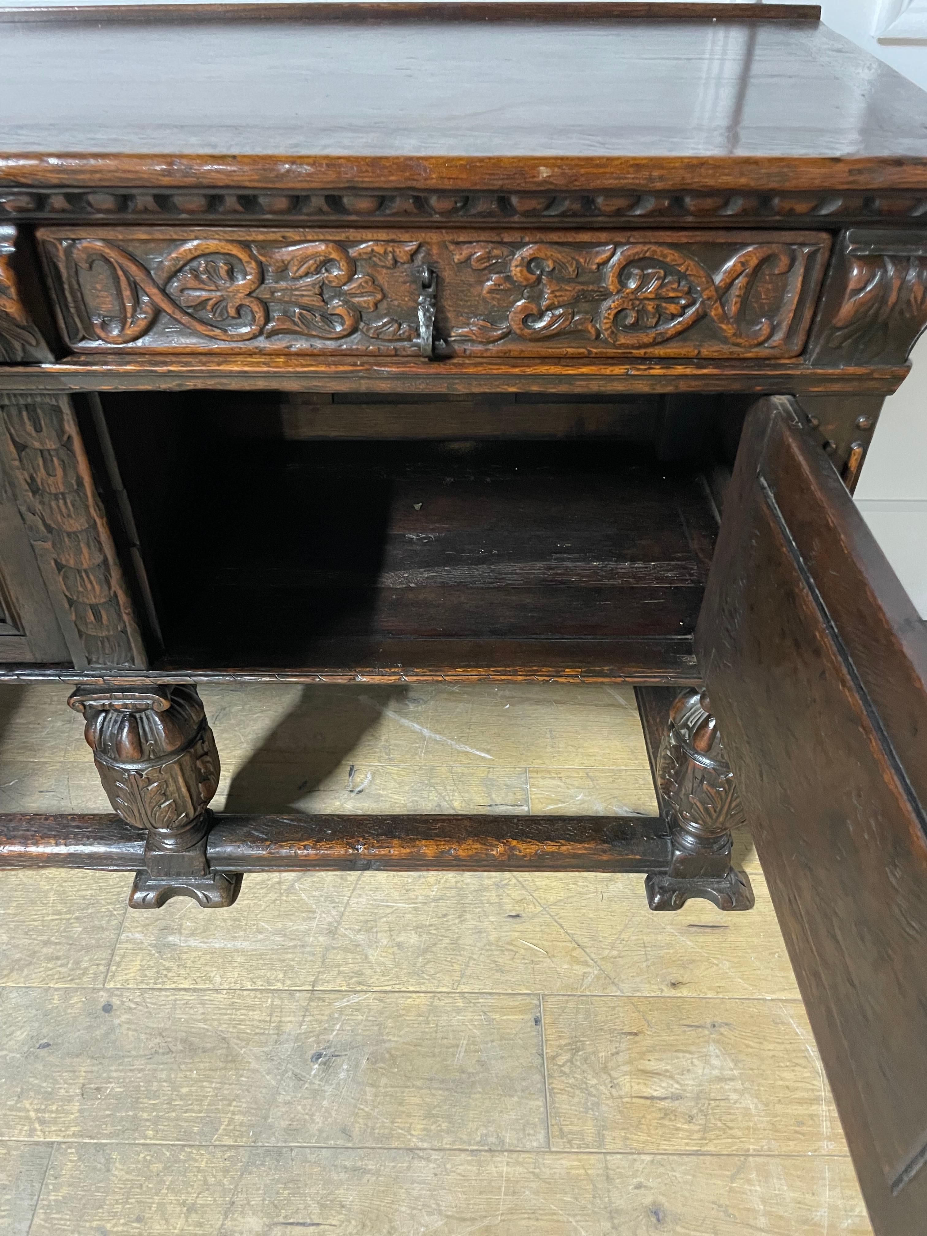 Spanish renaissance style oak sideboard / dresser base / server 9