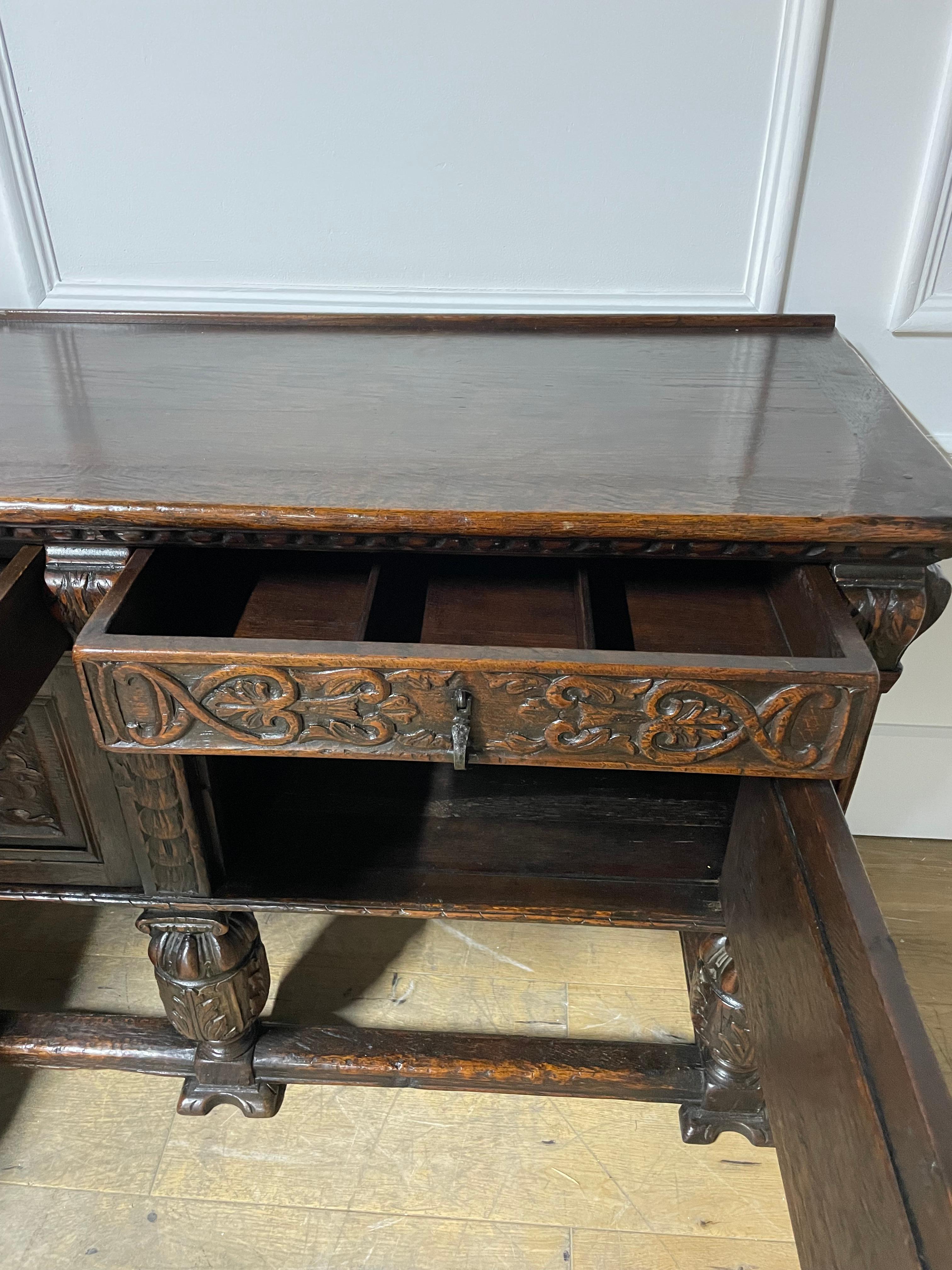 Spanish renaissance style oak sideboard / dresser base / server 11