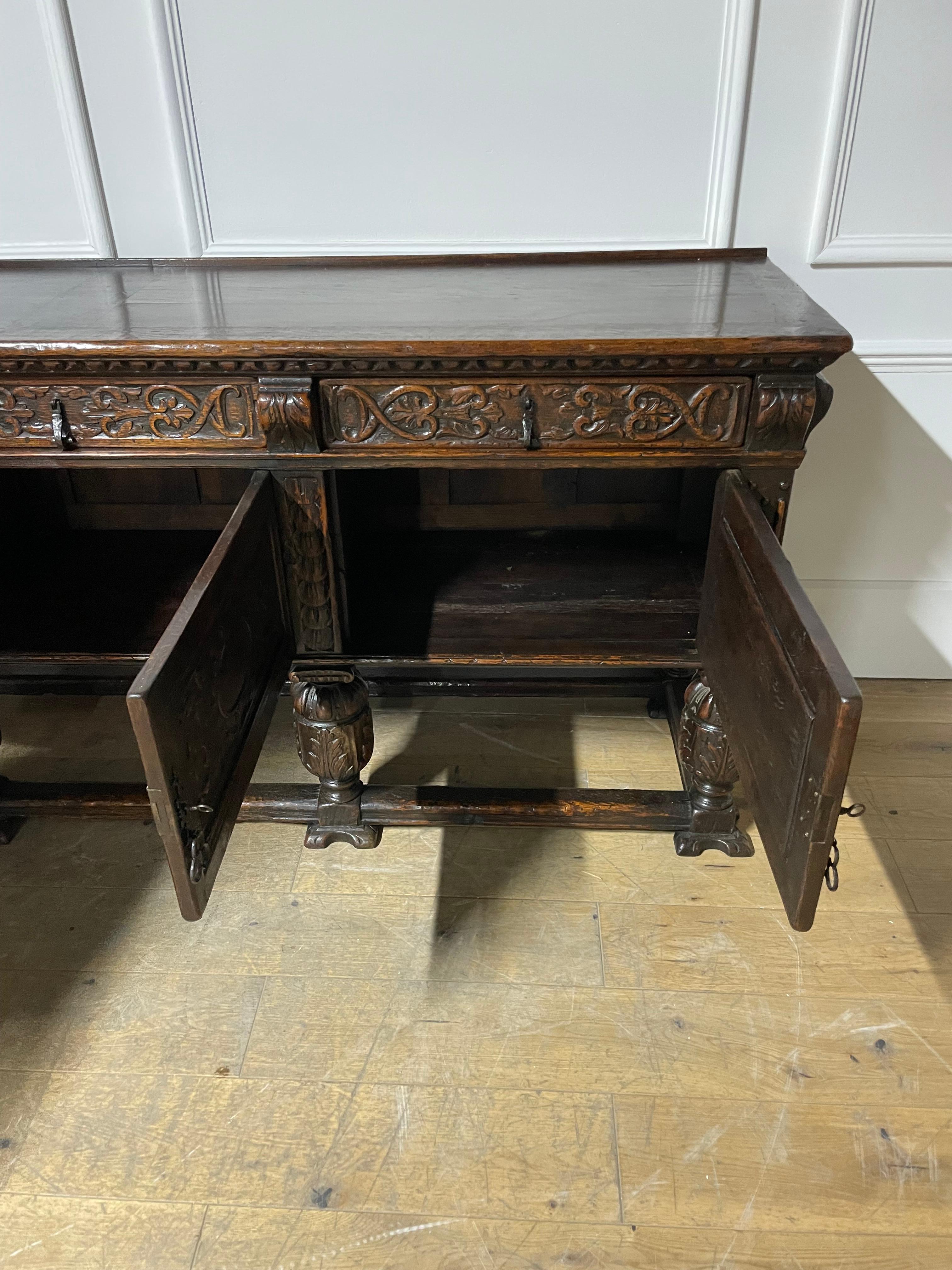 Spanish renaissance style oak sideboard / dresser base / server 12
