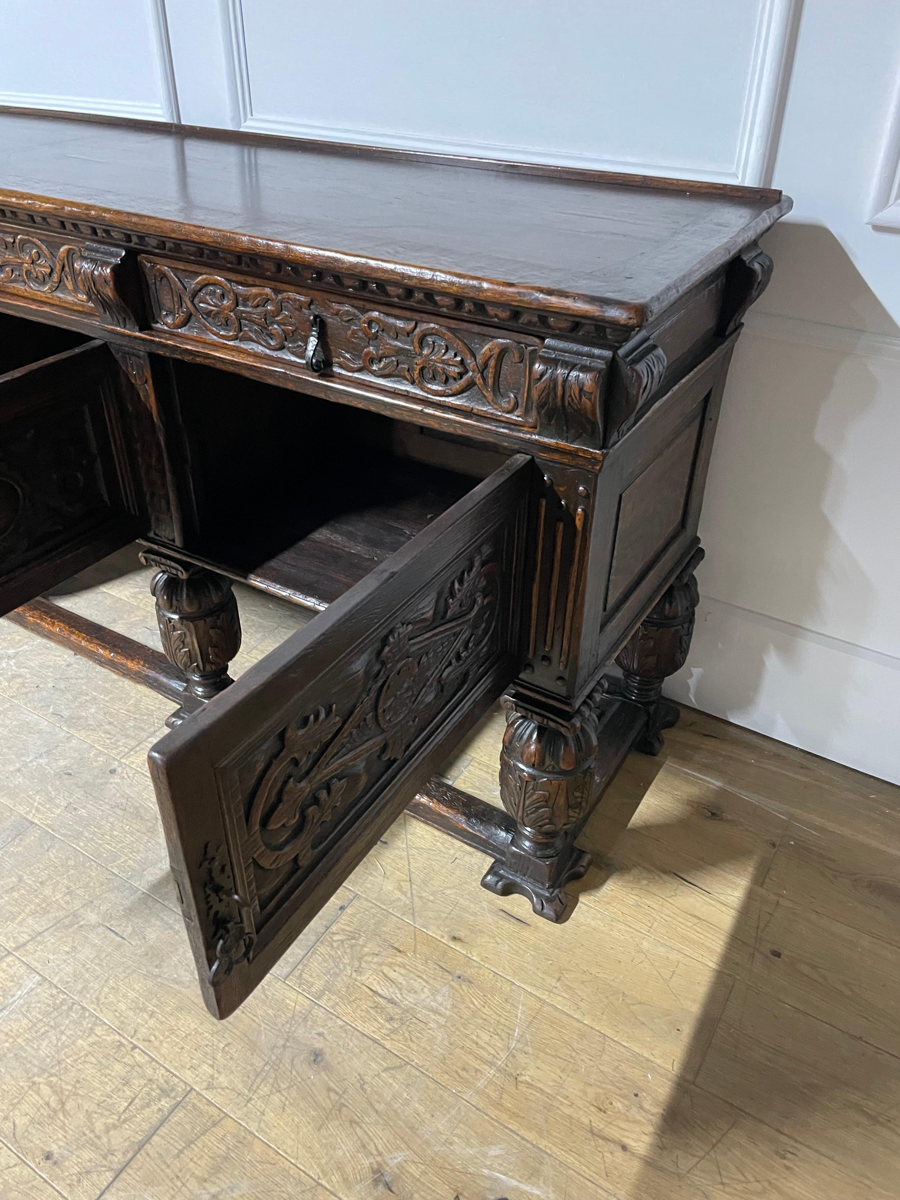 Spanish renaissance style oak sideboard / dresser base / server 13