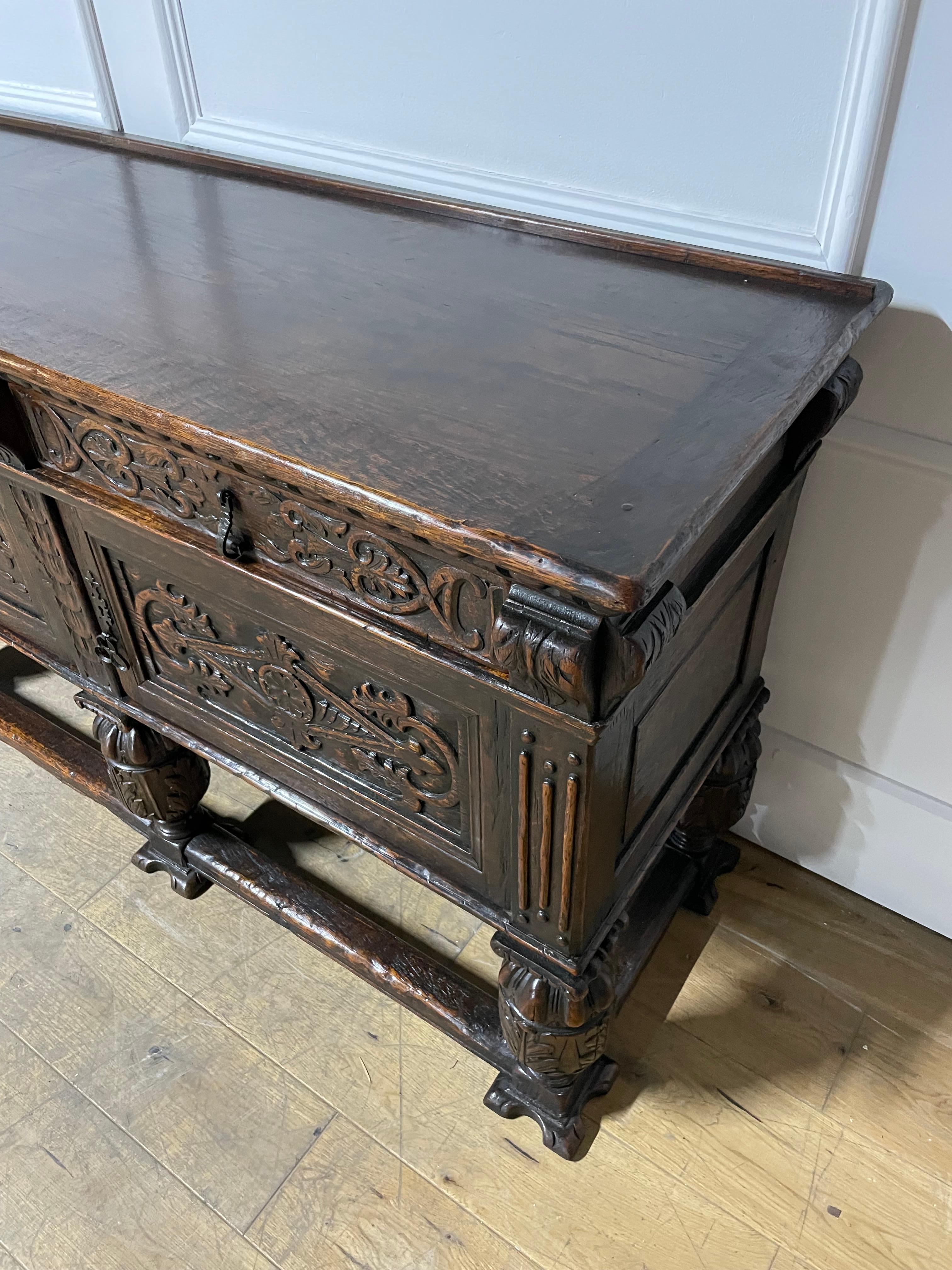Late 19th Century Spanish renaissance style oak sideboard / dresser base / server