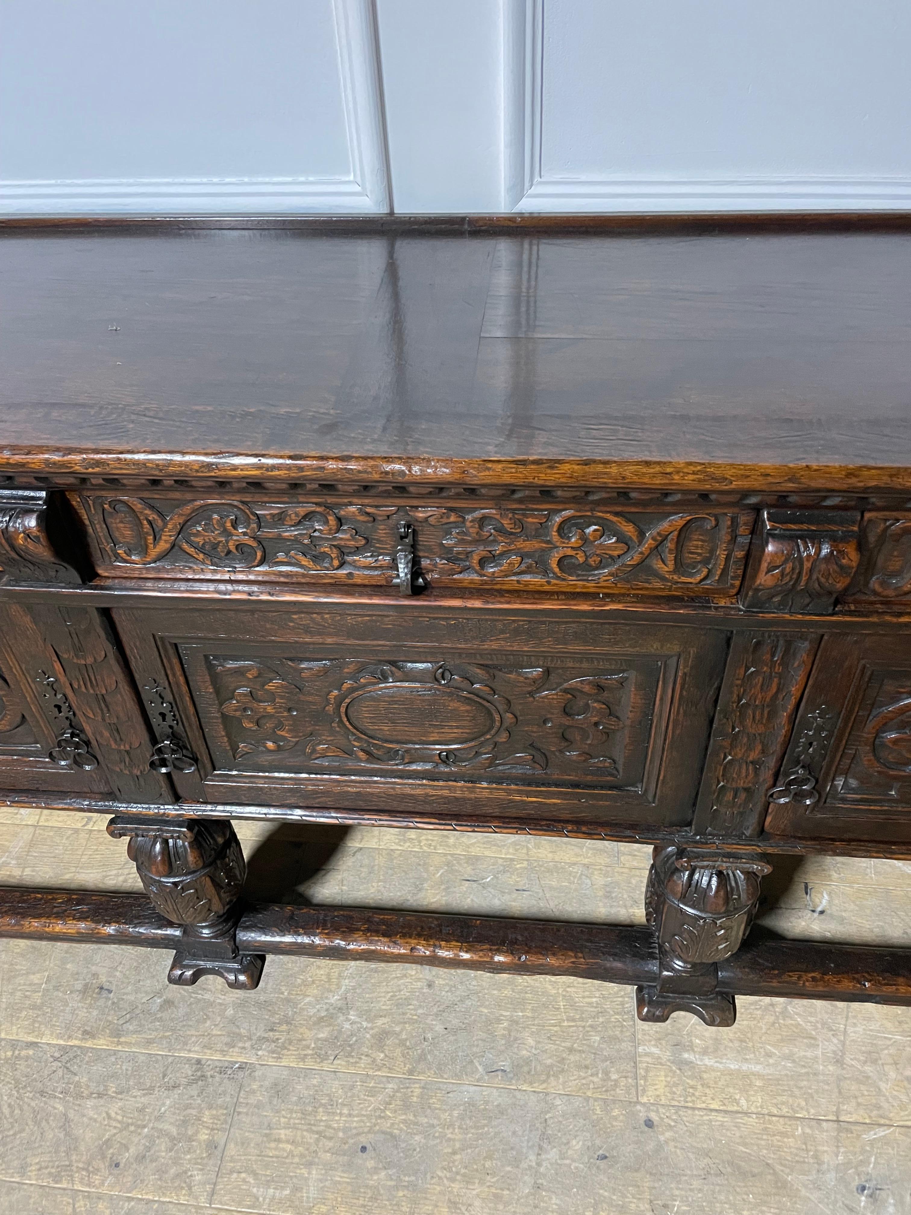 Oak Spanish renaissance style oak sideboard / dresser base / server