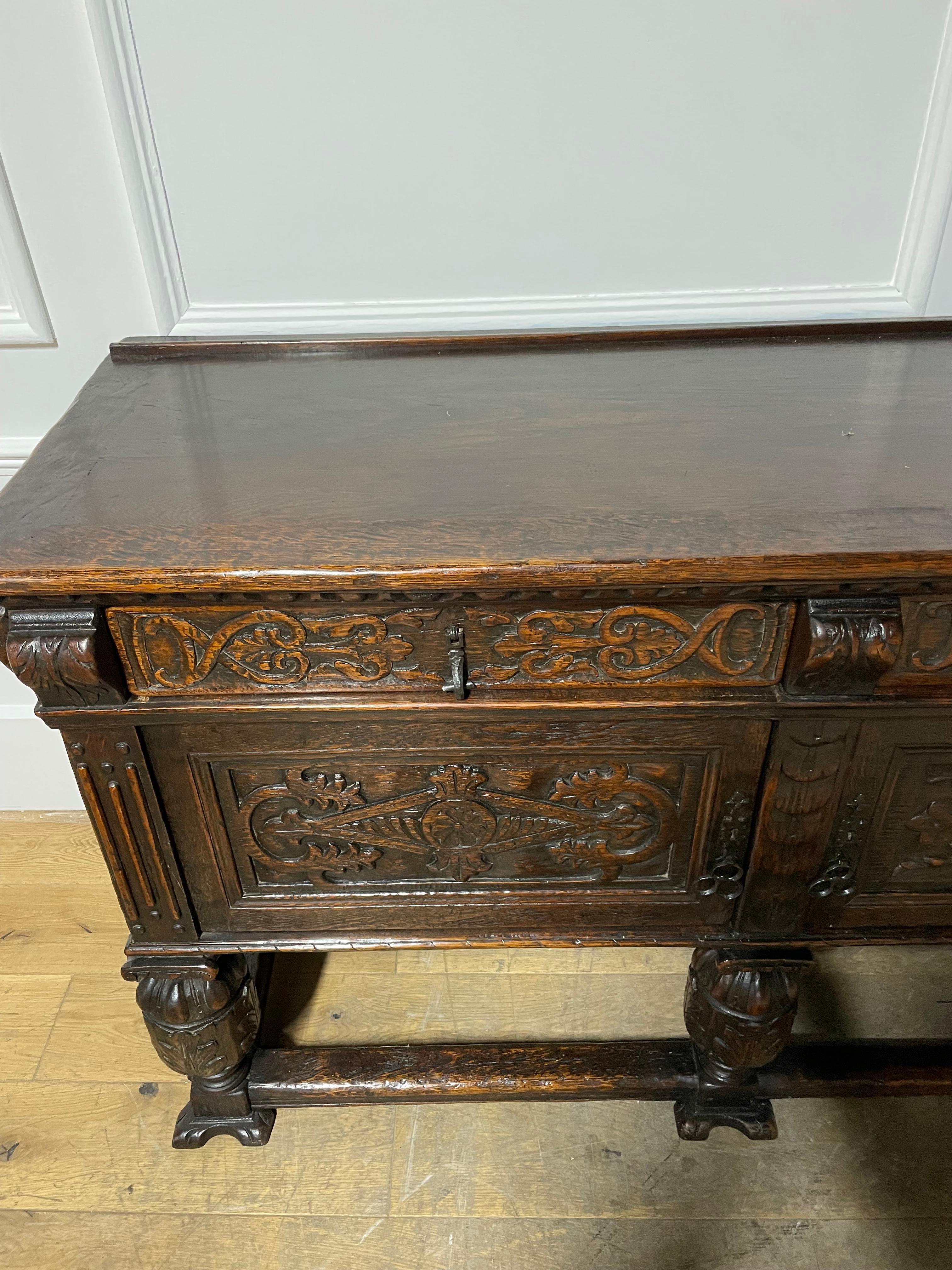 Spanish renaissance style oak sideboard / dresser base / server 1