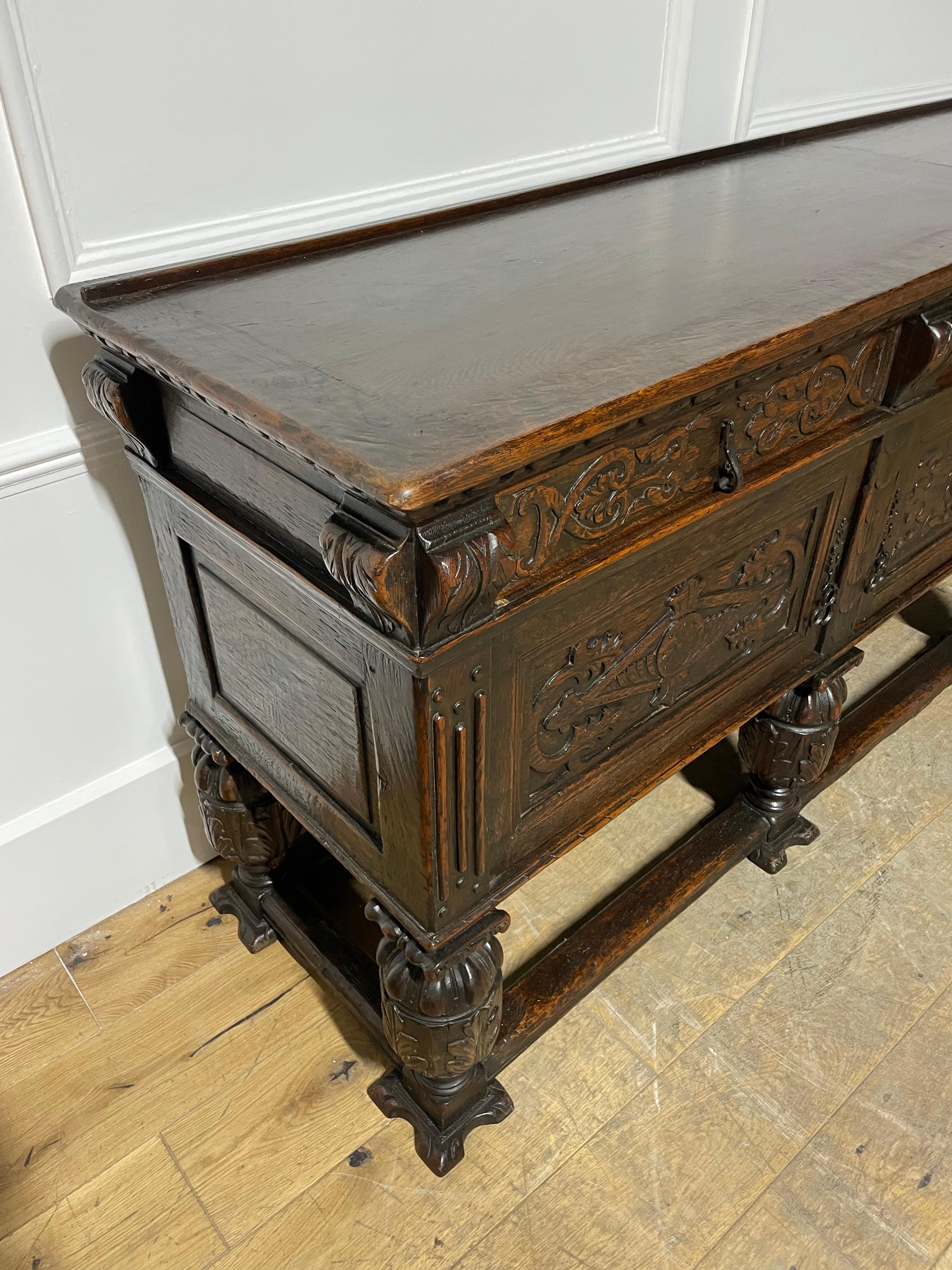 Spanish renaissance style oak sideboard / dresser base / server 2