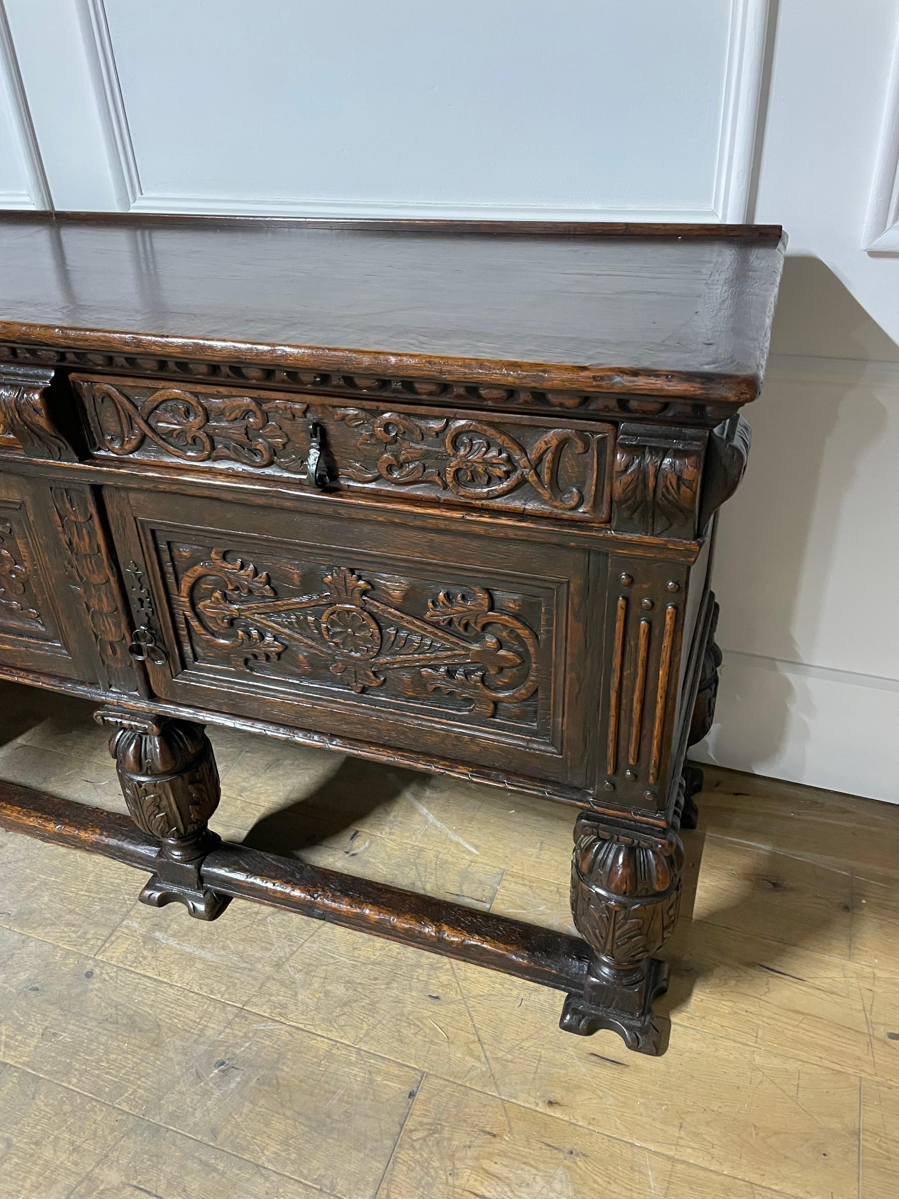 Spanish renaissance style oak sideboard / dresser base / server 4