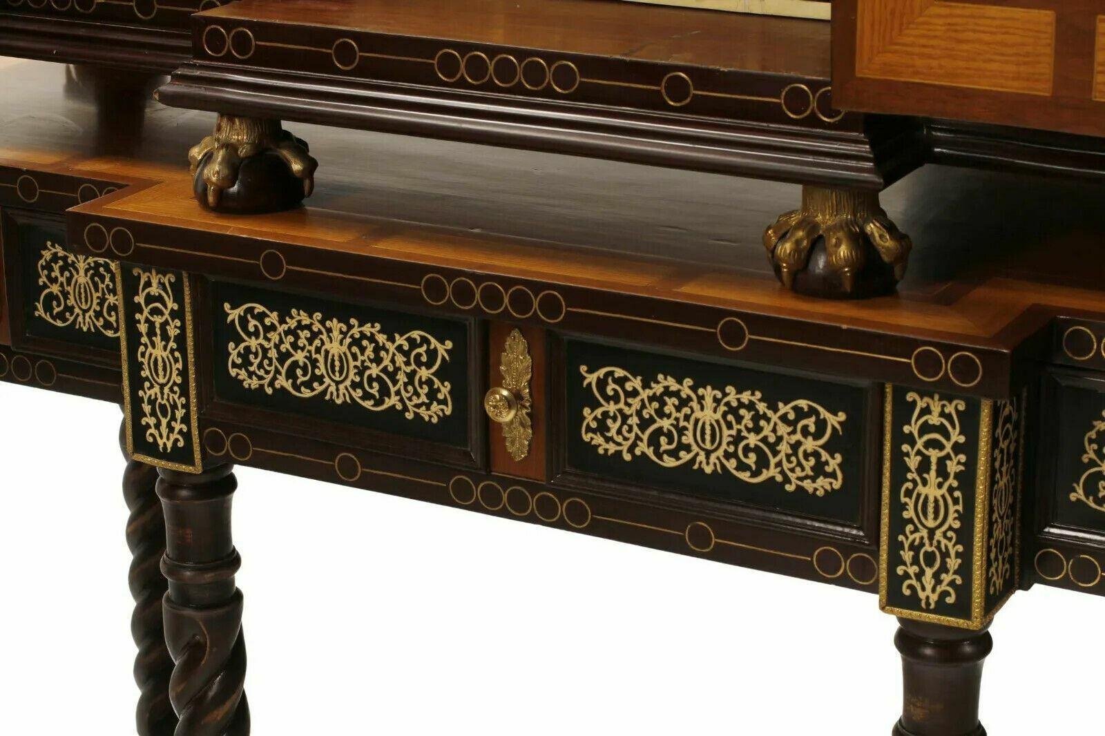 Spanish Renaissance Style, Set of Two on Stands, Inlaid Vargueno Cabinets For Sale 1