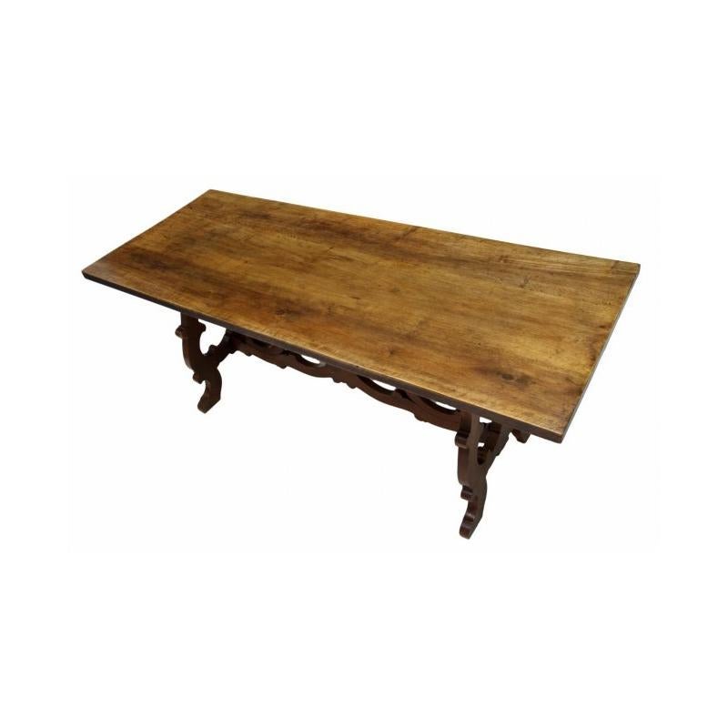 Renaissance Revival Spanish Renaissance Style Walnut Trestle Table, Late 19 Century