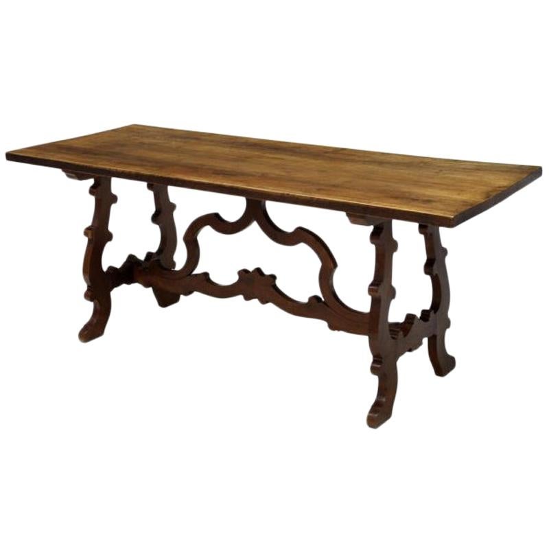 Spanish Renaissance Style Walnut Trestle Table, Late 19 Century