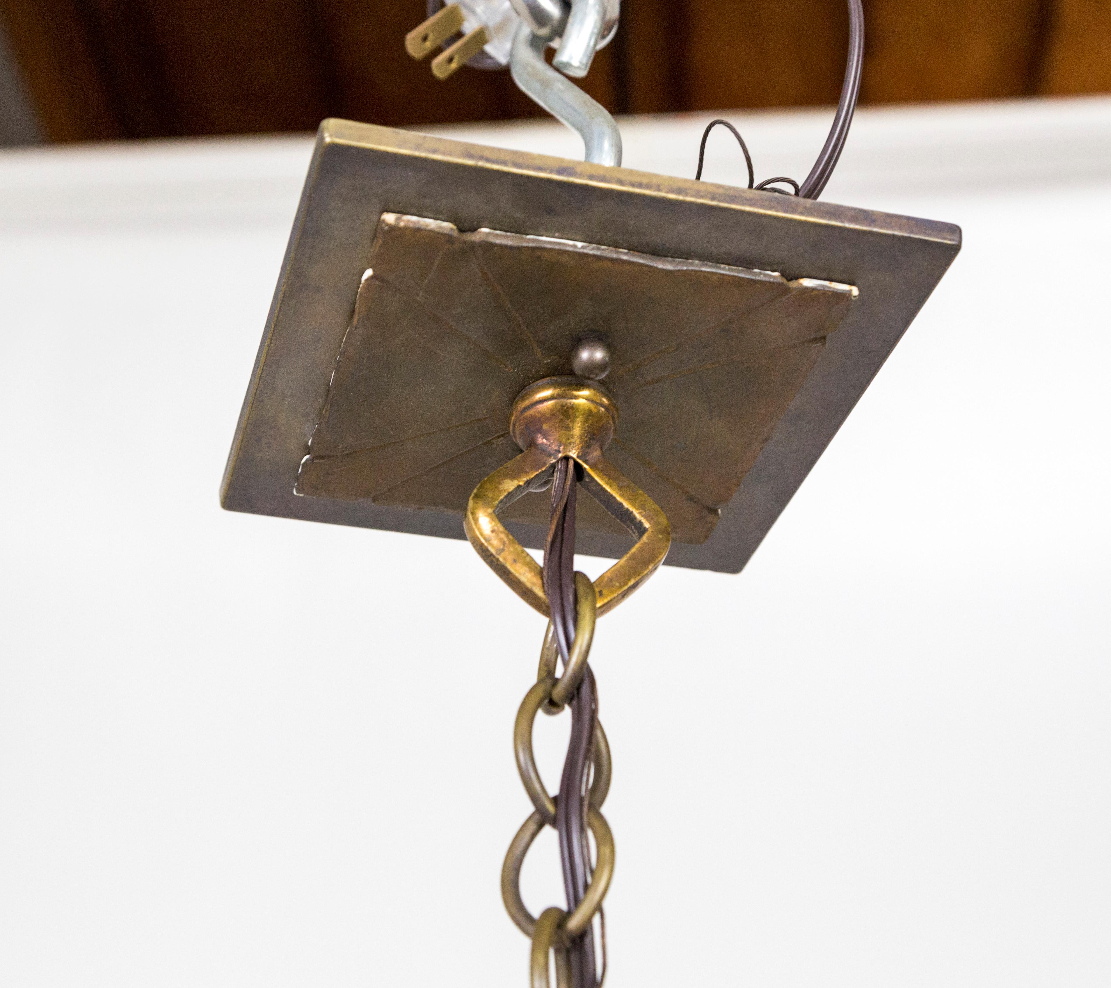Early 20th Century Spanish Revival 1-Light Iron Pendant W/ Fluer De Lis