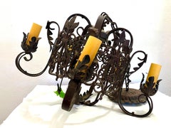 Spanish Revival 1940s Wrought Iron Chandelier