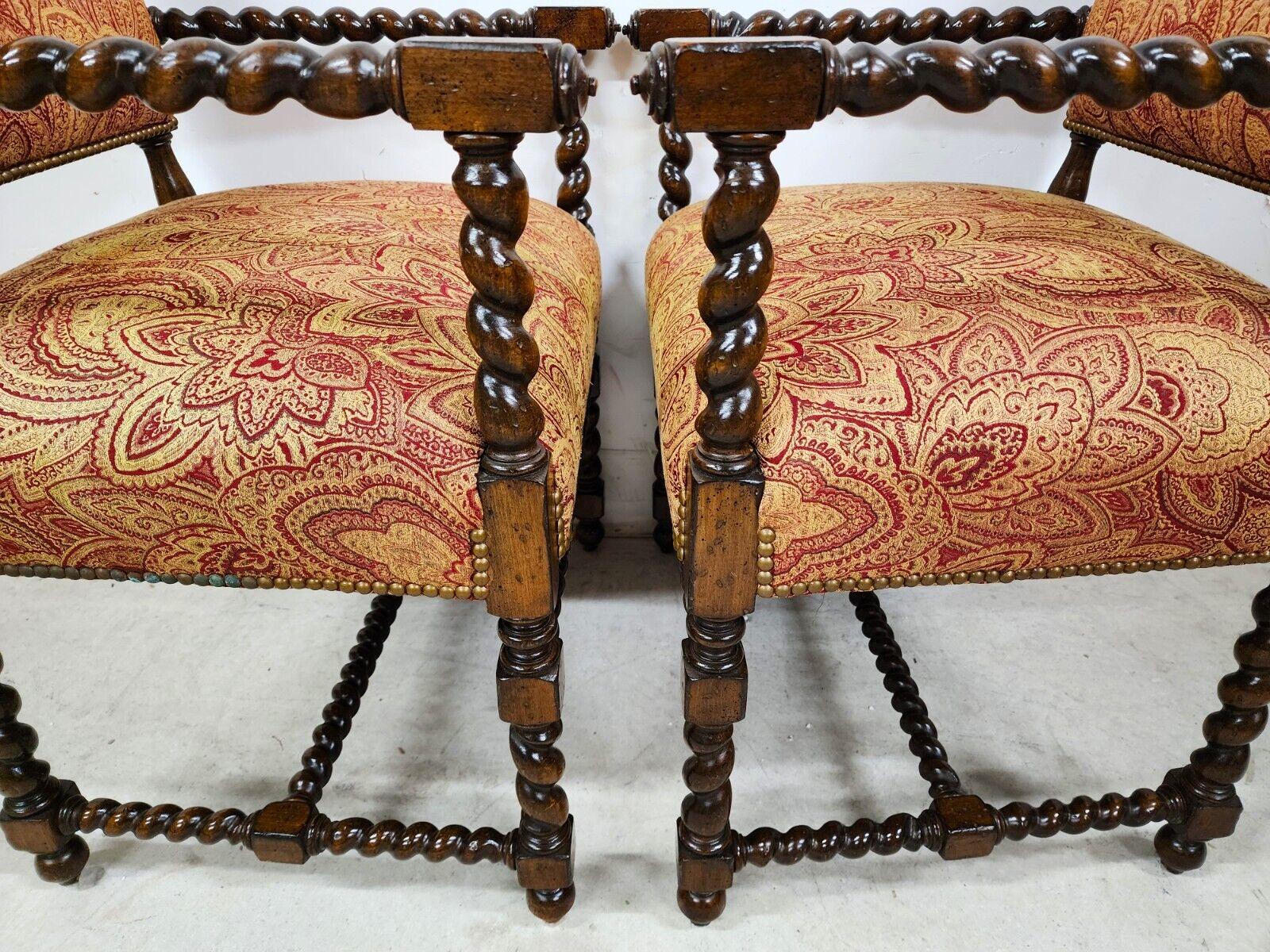 Spanish Revival Armchairs Antique Set of 2 For Sale 6
