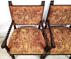 Spanish Revival Armchairs Antique Set of 2