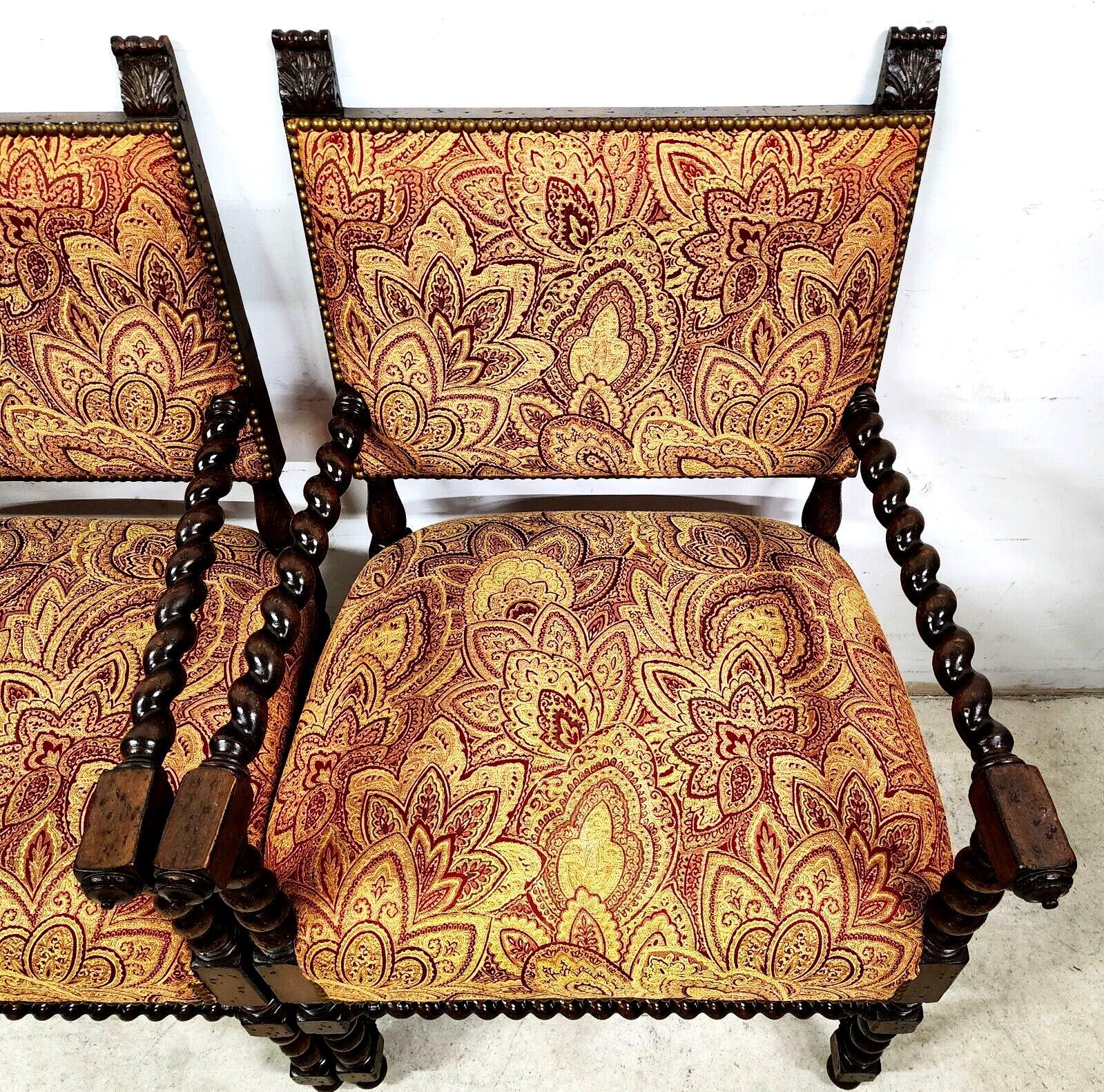 Spanish Colonial Spanish Revival Armchairs Antique Set of 2 For Sale