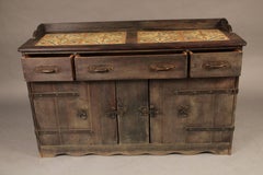 Spanish Revival California Rare Old Wood Monterey Sideboard with 12 Tile Top