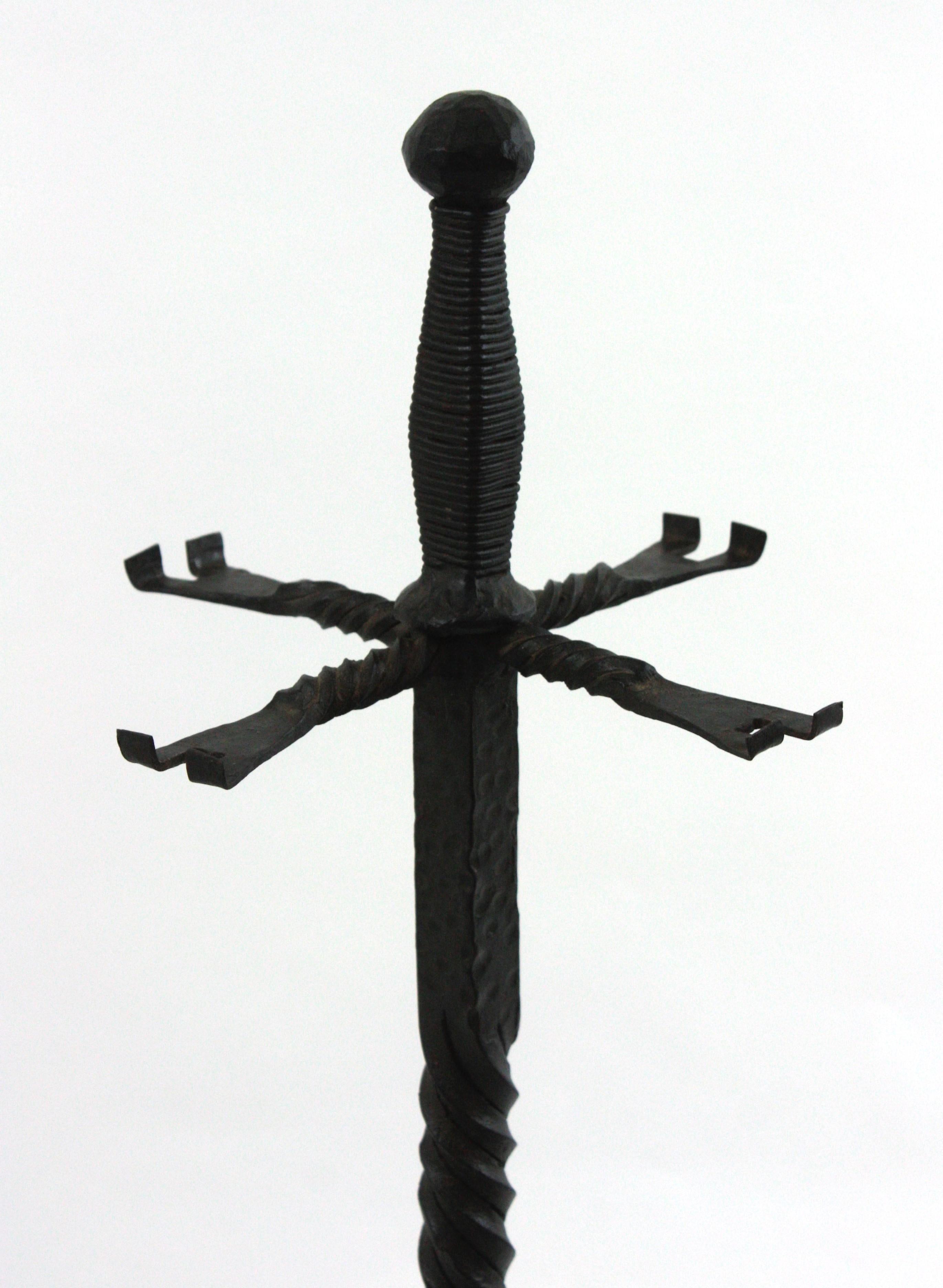 Juego de Herramientas para Chimenea de Hierro Forjado a Mano, Diseño de Espada en venta 6