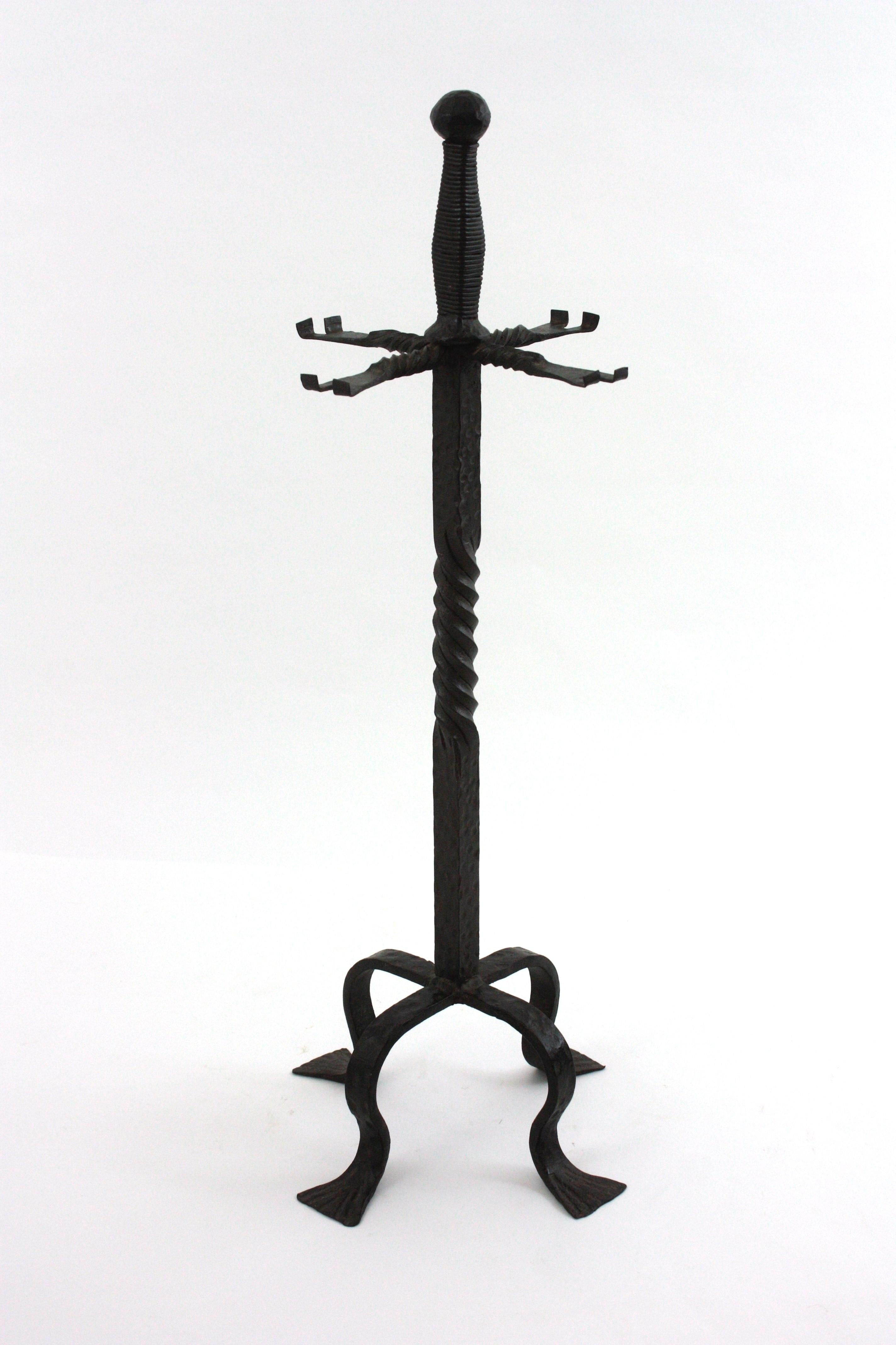 Juego de Herramientas para Chimenea de Hierro Forjado a Mano, Diseño de Espada en venta 12