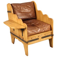 Spanish Revival Hard to Find Buckaroo Chair in Straw Ivory Signed Monterey