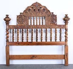 Spanish Revival Headboard and Pair of Nightstands