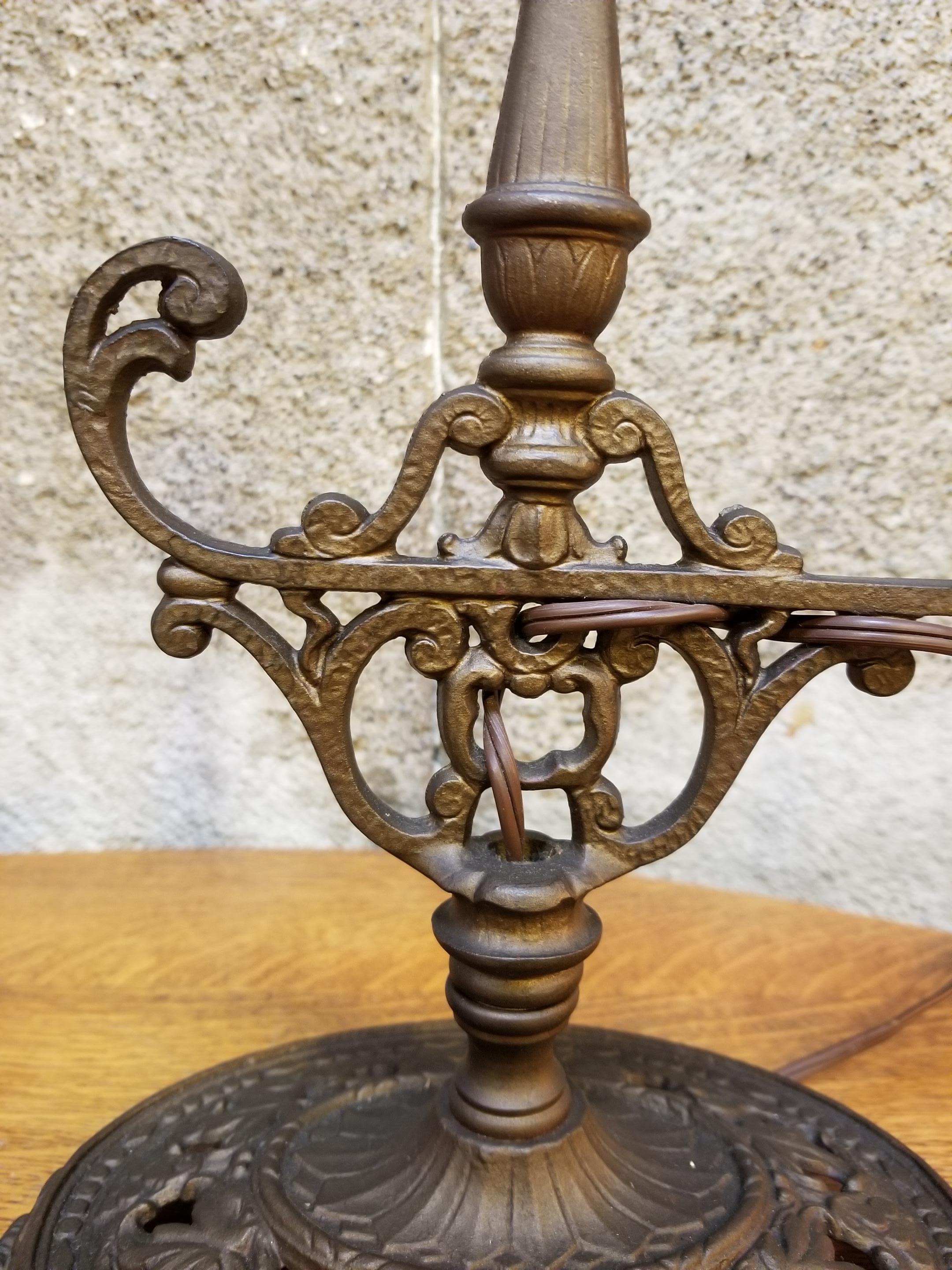 Spanish Revival Cast Iron Table Lamps In Good Condition In Fulton, CA