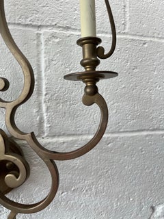 Spanish Revival Iron Wall Sconces with Tole Shades, Hollywood Regency Lighting