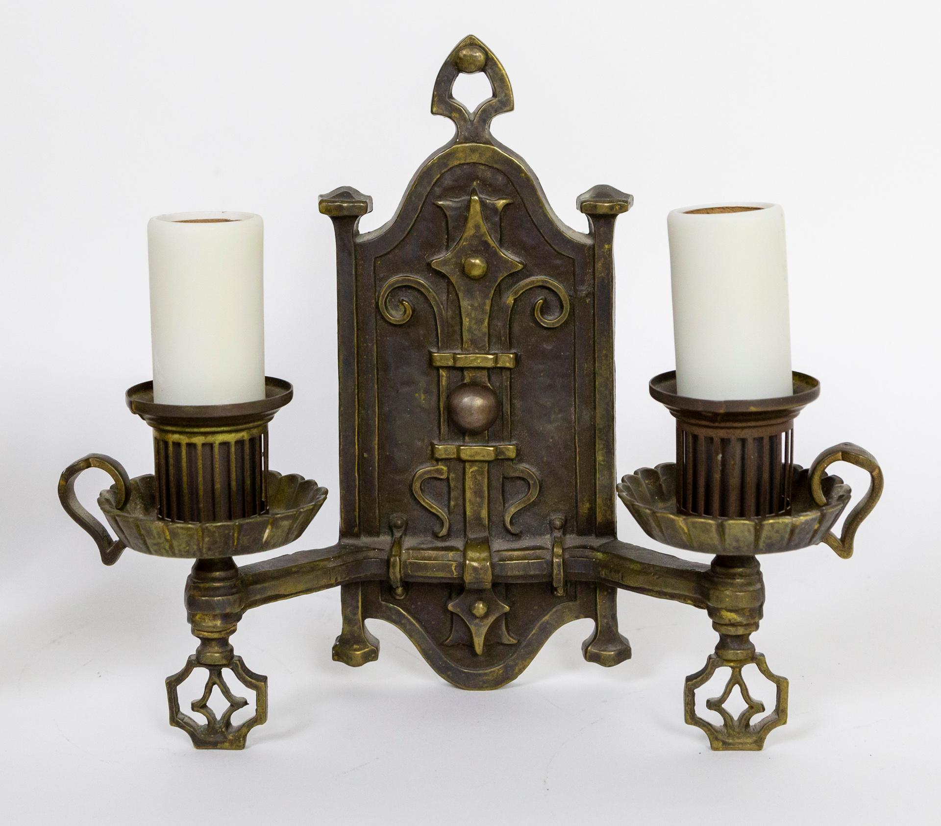 Spanish Colonial Spanish Revival Max Schaffer Co. Wrought Iron Sconces 'Pair'