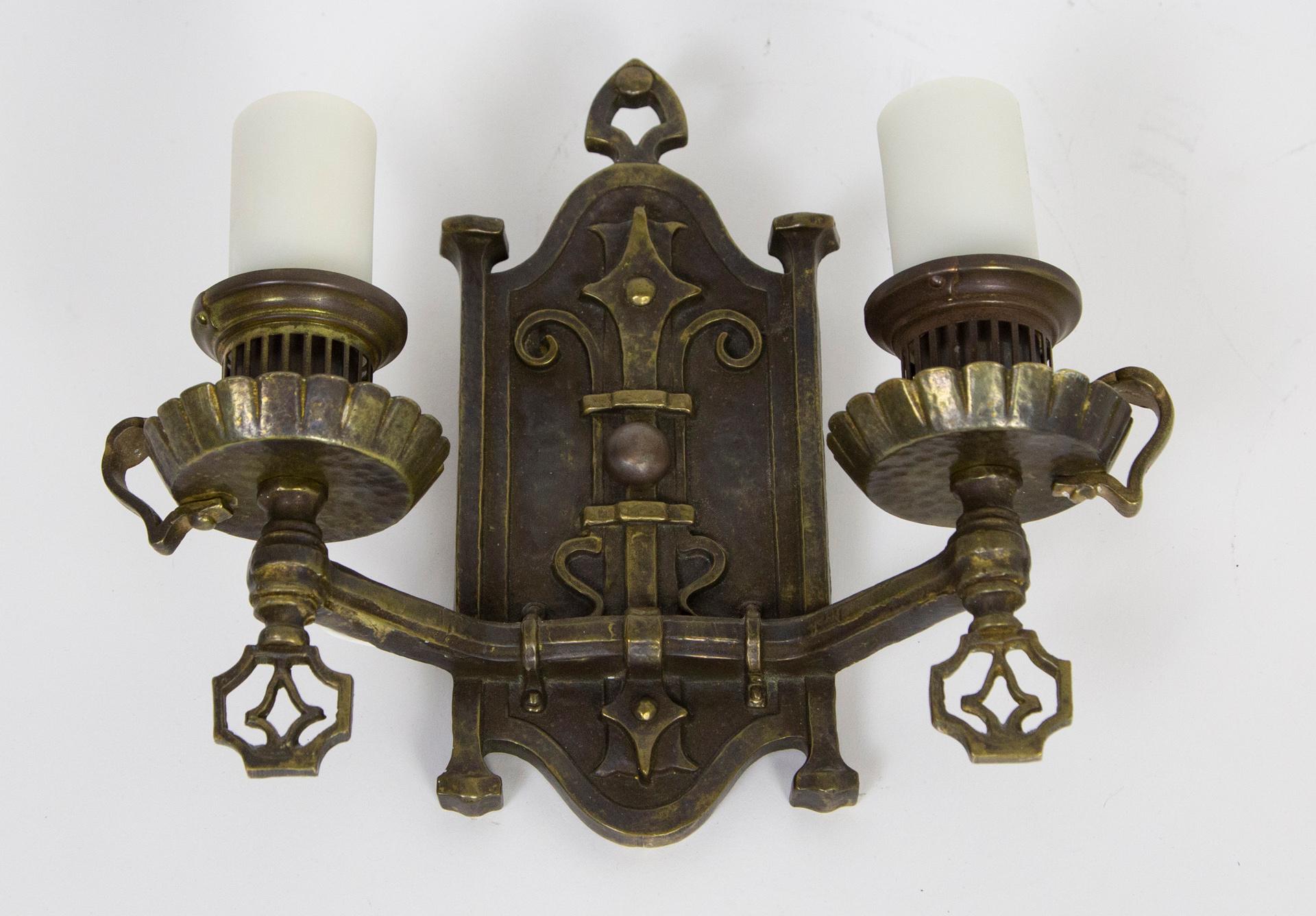 American Spanish Revival Max Schaffer Co. Wrought Iron Sconces 'Pair'