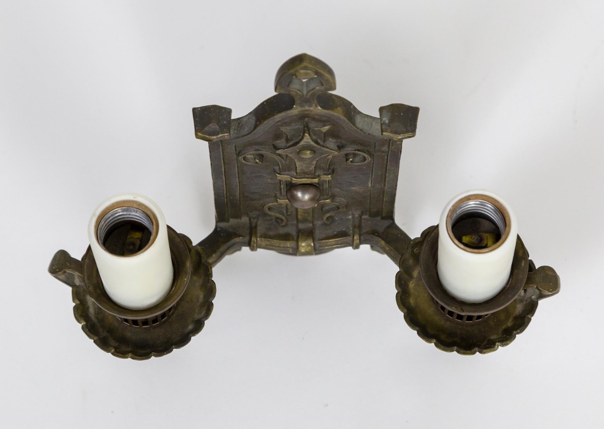 20th Century Spanish Revival Max Schaffer Co. Wrought Iron Sconces 'Pair'