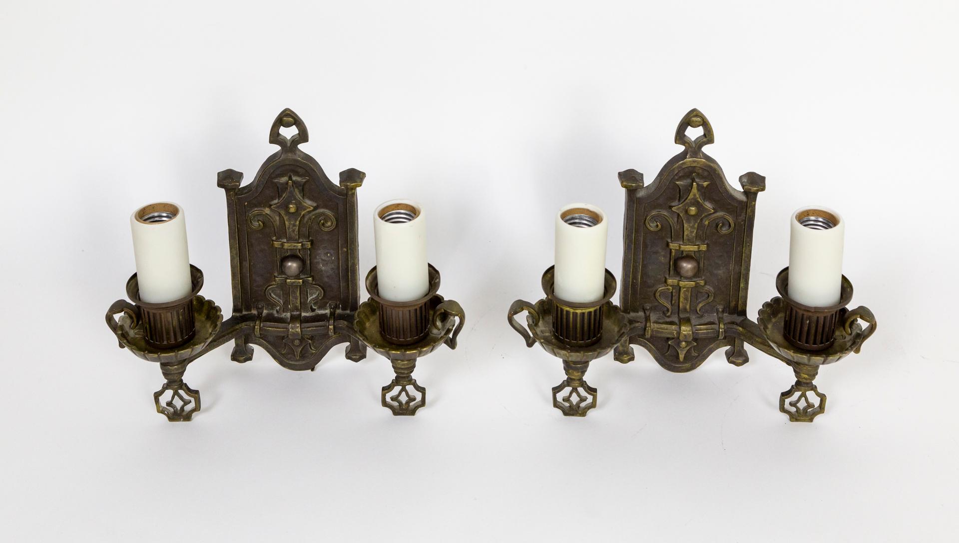 Spanish Revival Max Schaffer Co. Wrought Iron Sconces 'Pair' 1
