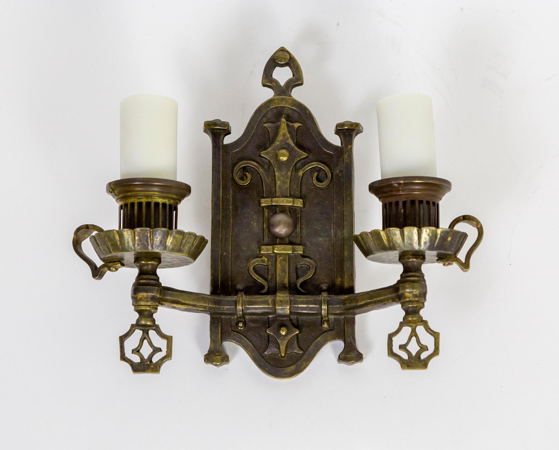 Spanish Revival Max Schaffer Co. Wrought Iron Sconces 'Pair' 2