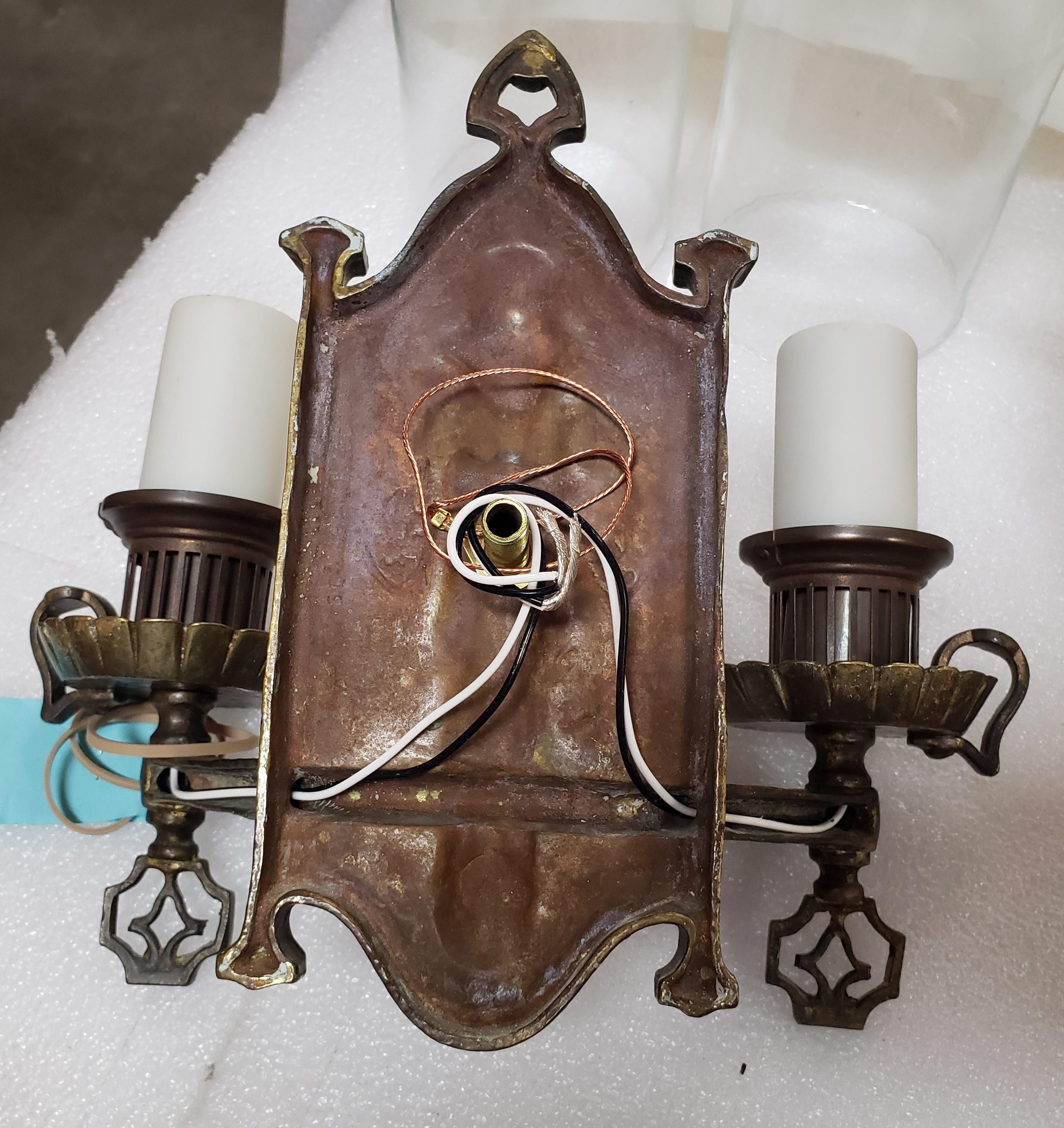Spanish Revival Max Schaffer Co. Wrought Iron Sconces 'Pair' 3