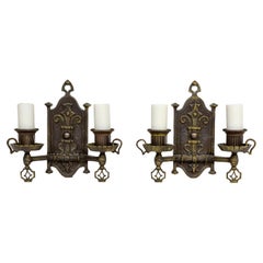 Spanish Revival Max Schaffer Co. Wrought Iron Sconces 'Pair'