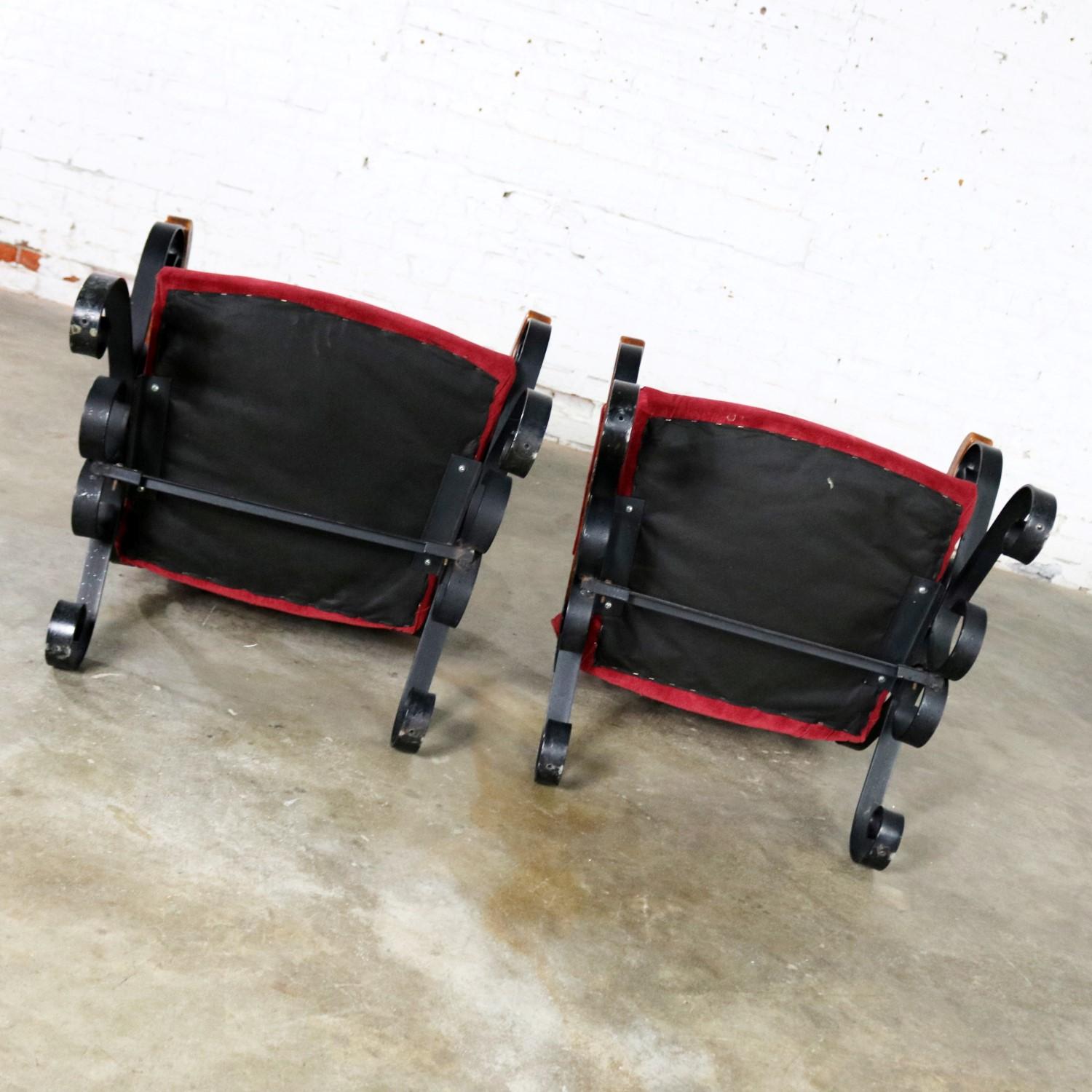 Spanish Revival Mediterranean Style Wrought Iron Lounge Chairs 2