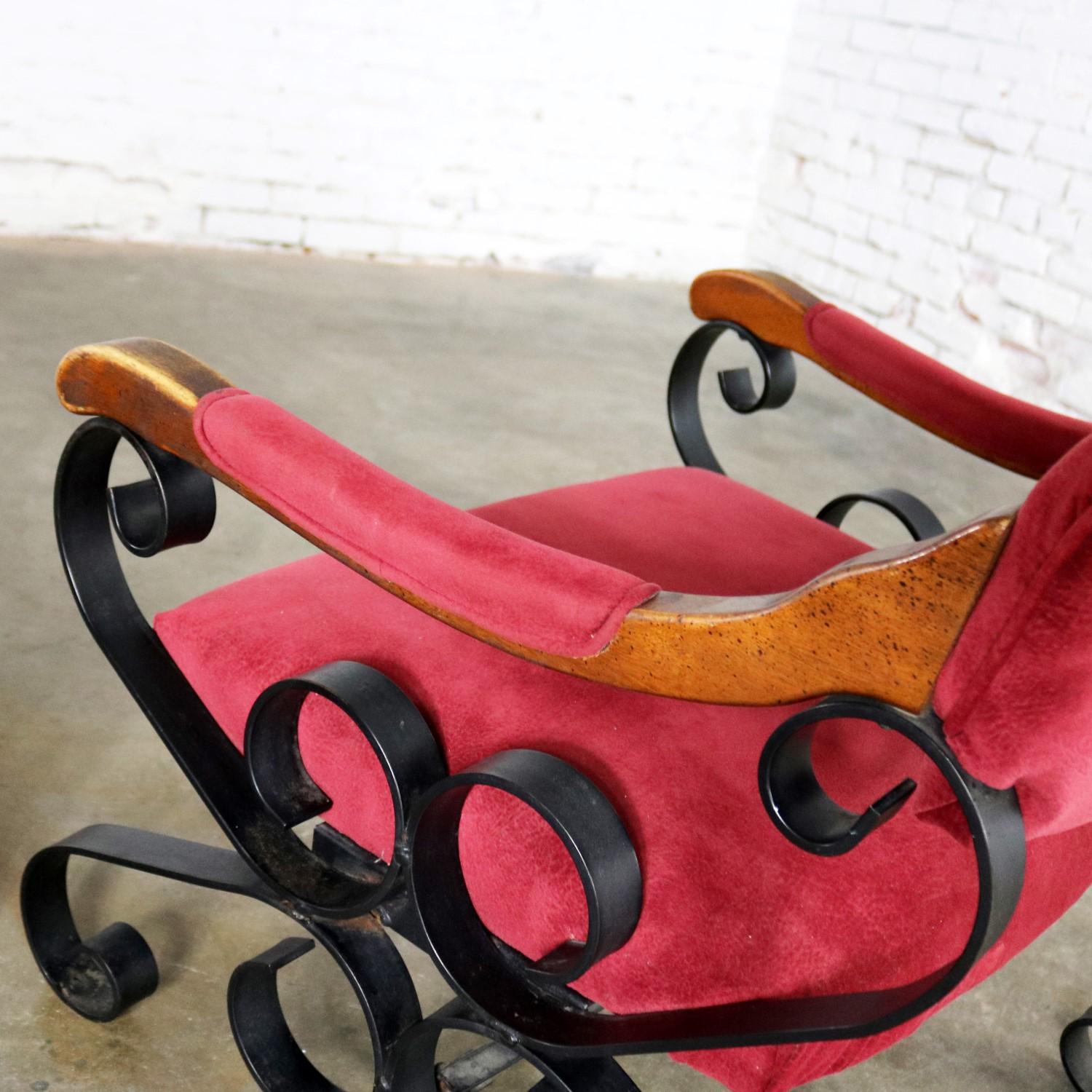 Spanish Revival Mediterranean Style Wrought Iron Lounge Chairs 4