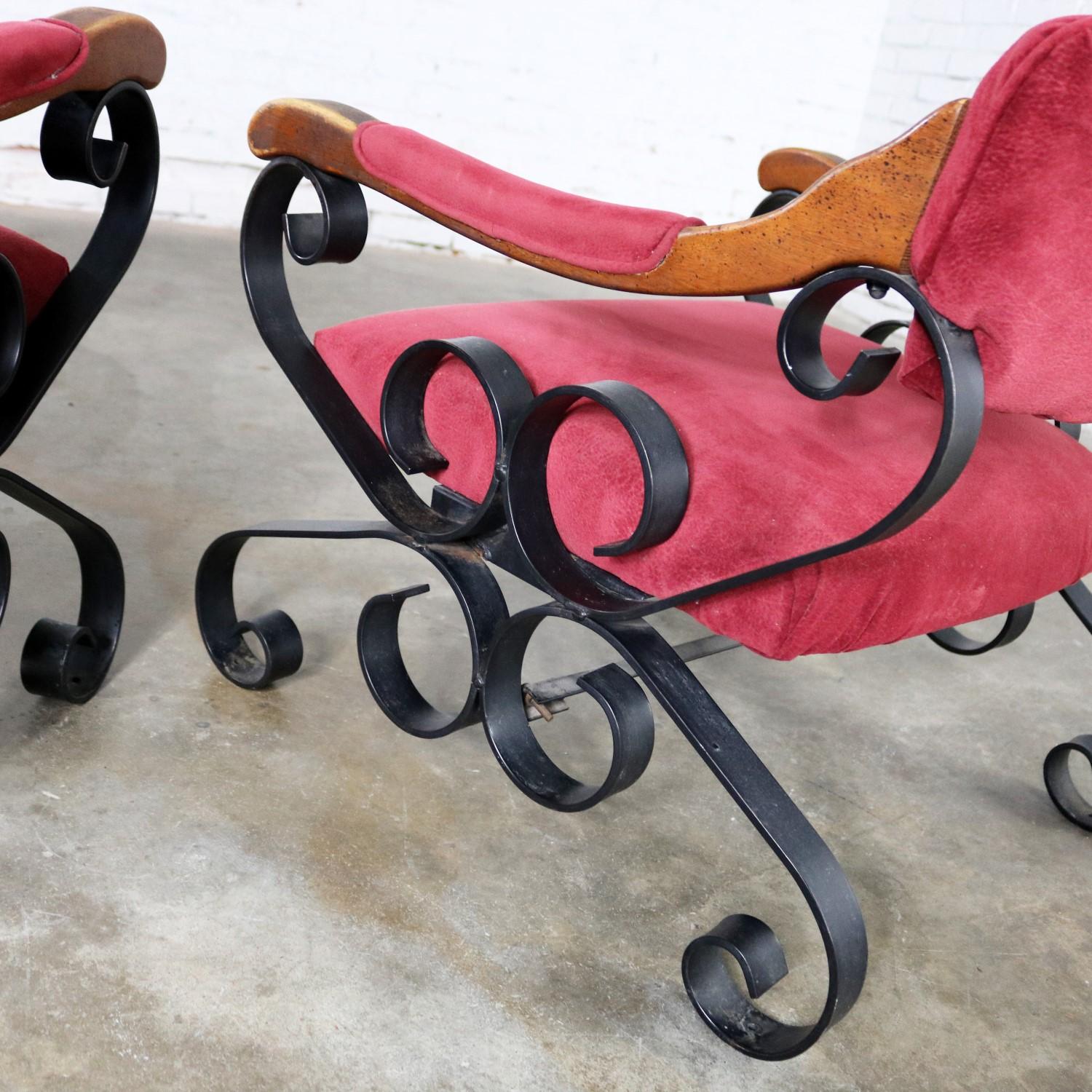 Spanish Revival Mediterranean Style Wrought Iron Lounge Chairs 5