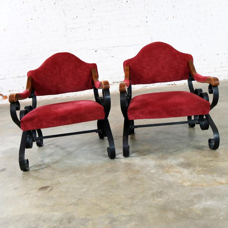Spanish Revival Mediterranean Style Wrought Iron Lounge Chairs at 1stDibs