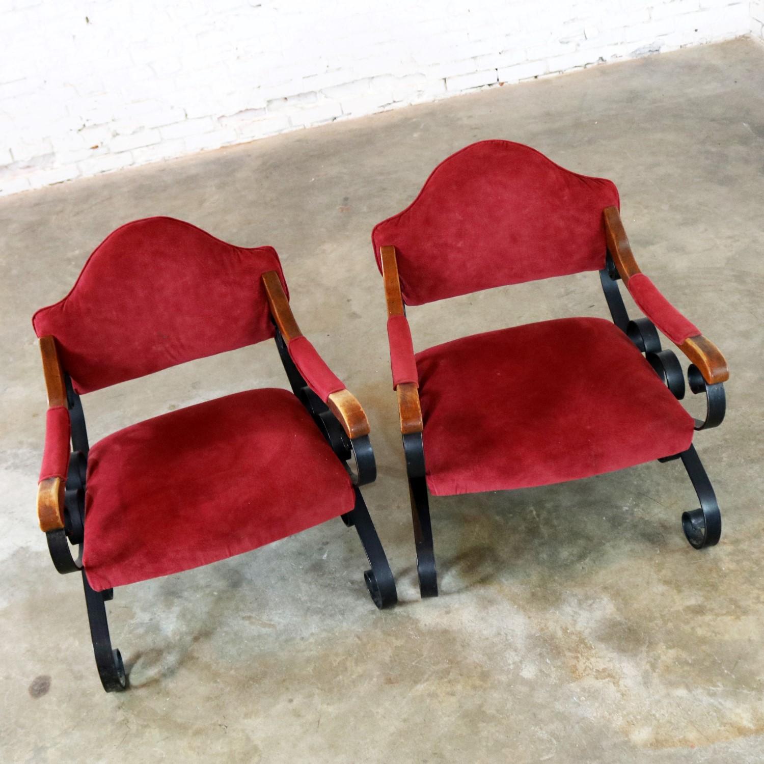 Mexican Spanish Revival Mediterranean Style Wrought Iron Lounge Chairs