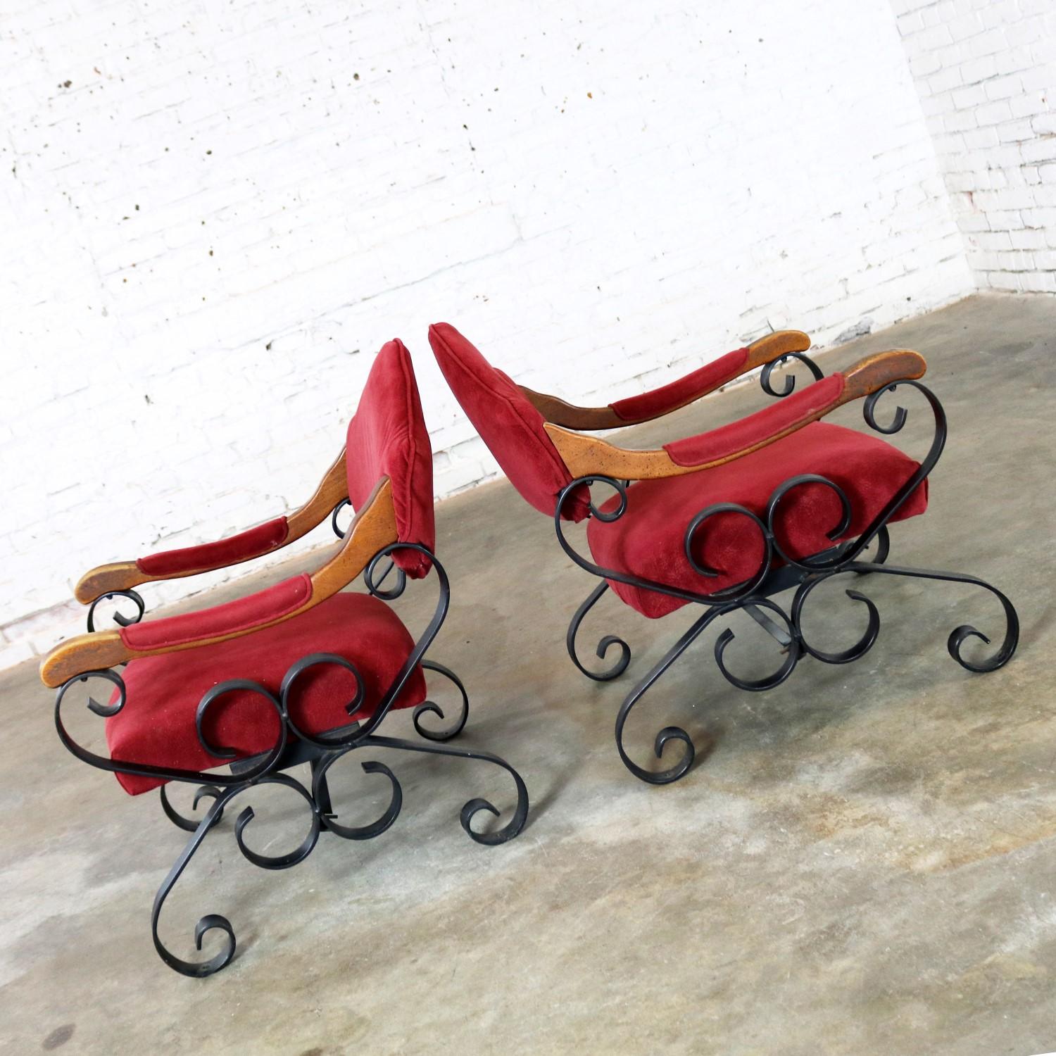 Spanish Revival Mediterranean Style Wrought Iron Lounge Chairs In Good Condition In Topeka, KS