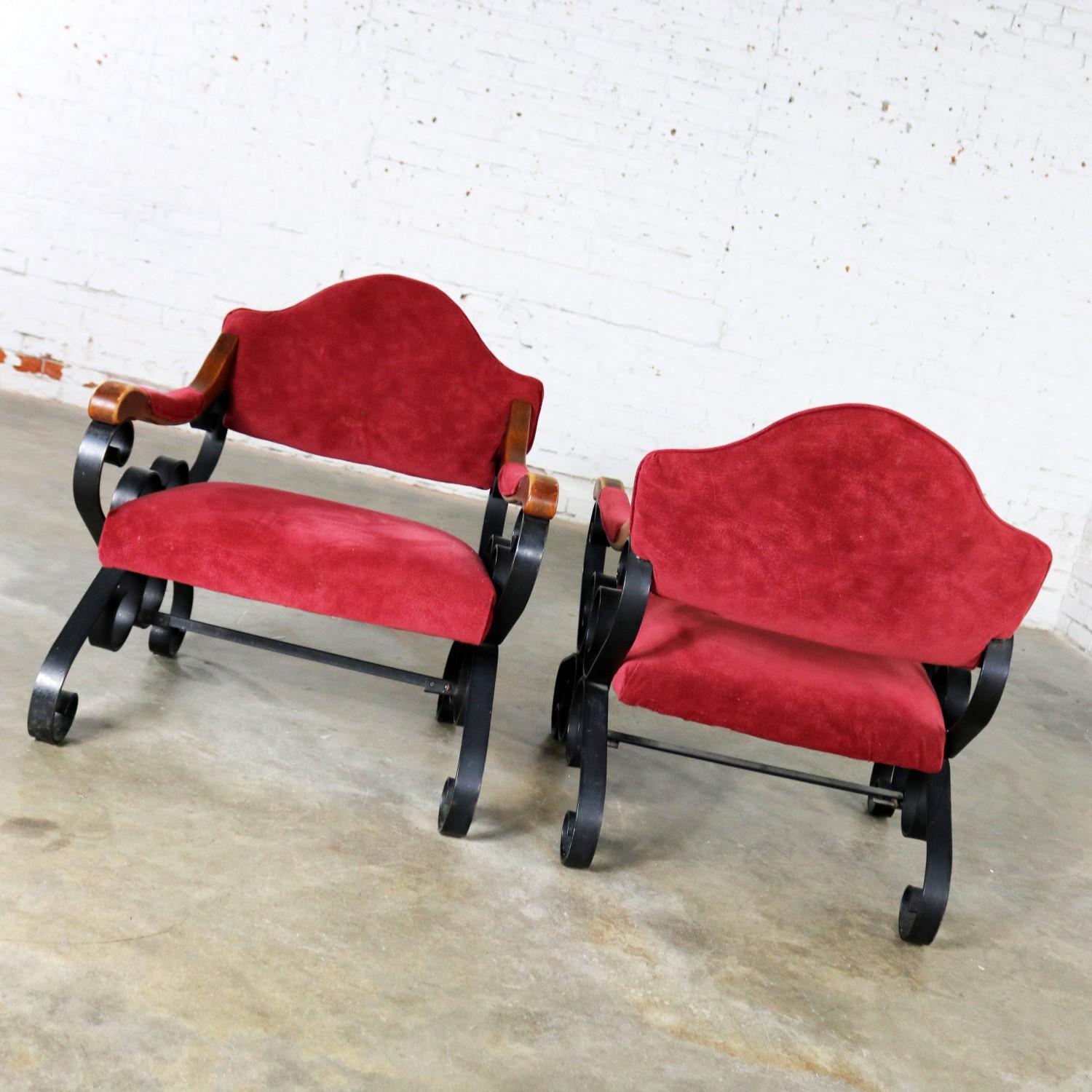 Metal Spanish Revival Mediterranean Style Wrought Iron Lounge Chairs