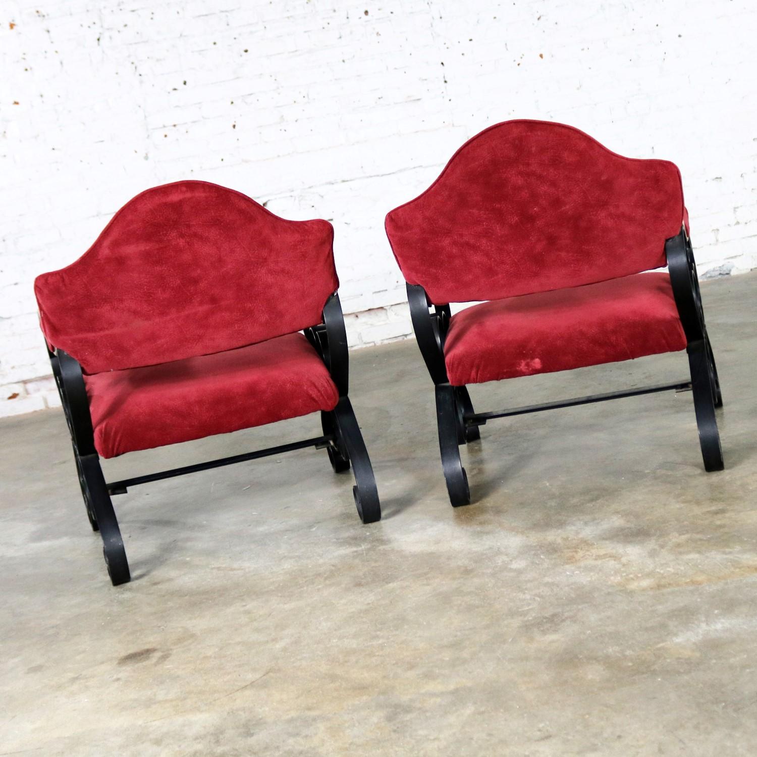 Spanish Revival Mediterranean Style Wrought Iron Lounge Chairs 1