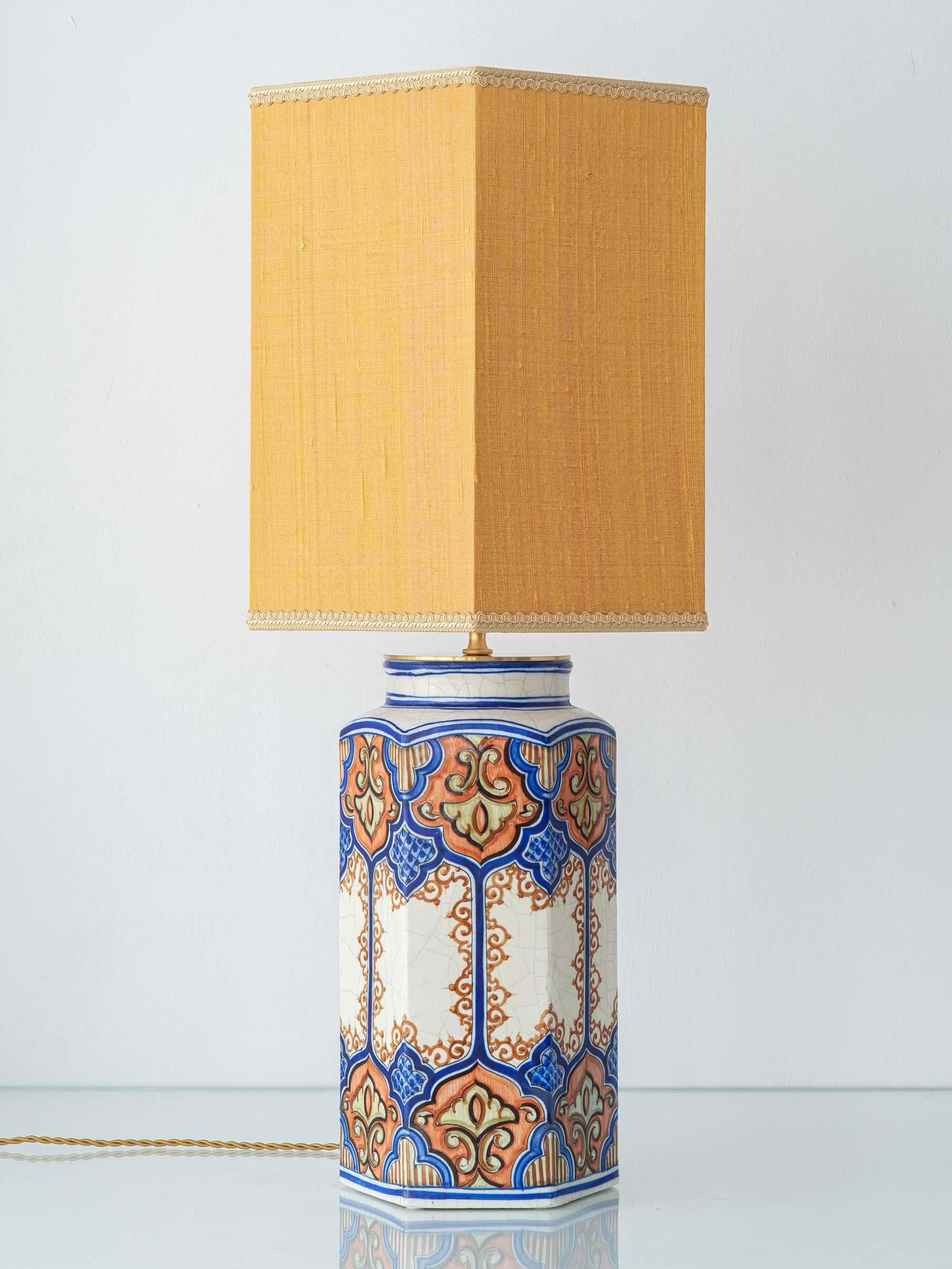 Vernissé Lampe de table en céramique Benlloch Manises, néo-espagnole, milieu du siècle dernier en vente