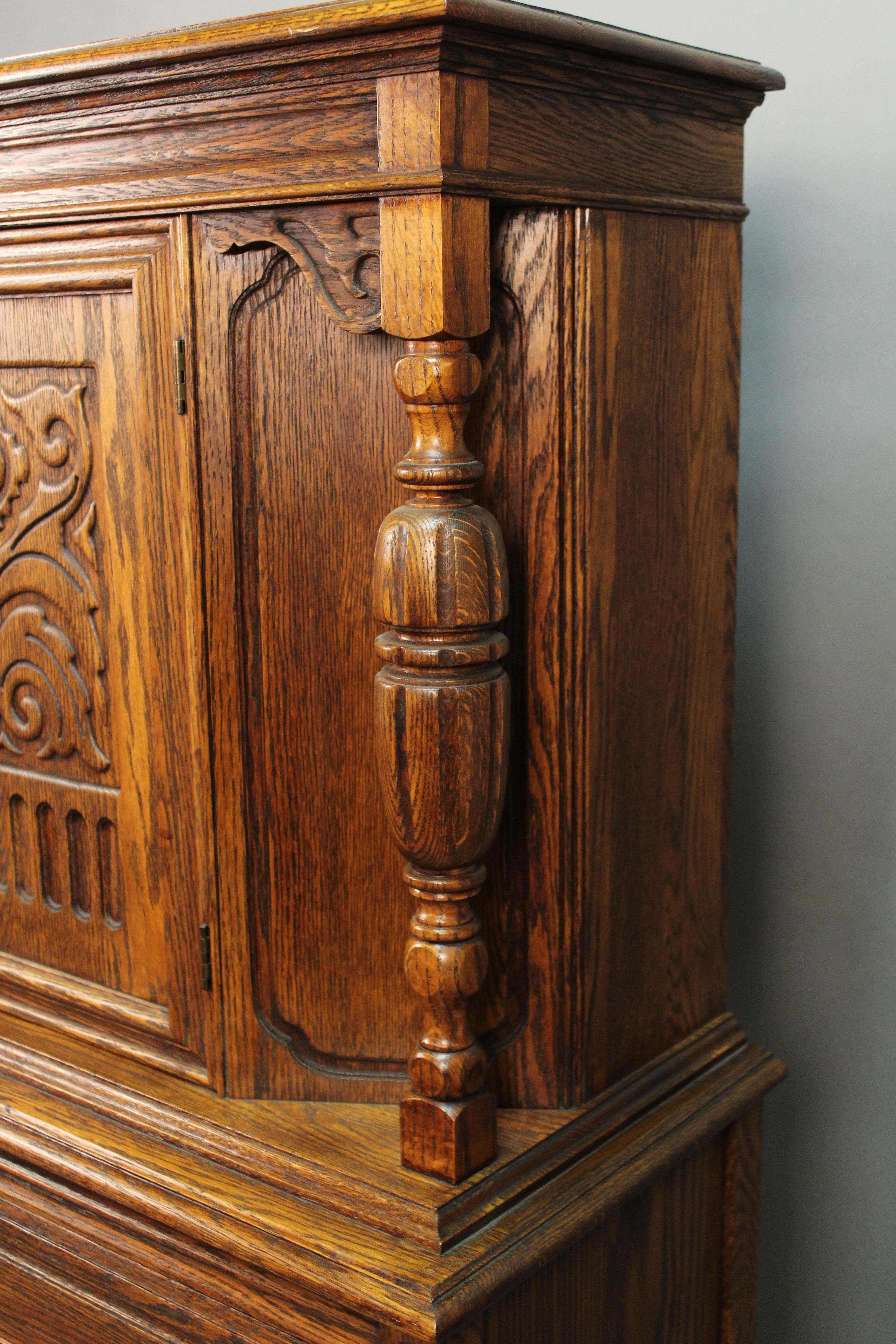 Spanish Revival Oak Cabinet, circa 1920s In Good Condition For Sale In Pasadena, CA