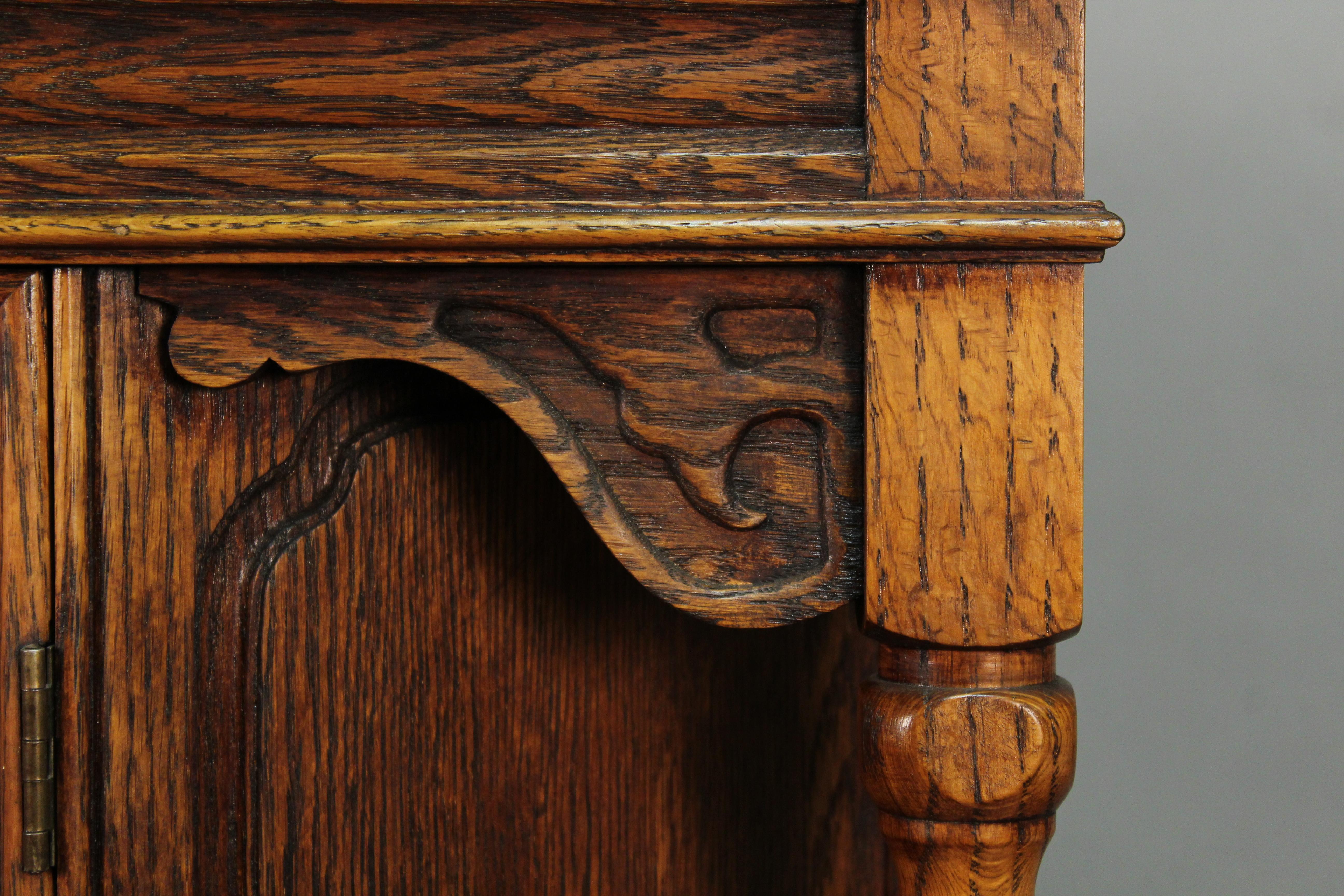 Early 20th Century Spanish Revival Oak Cabinet, circa 1920s For Sale