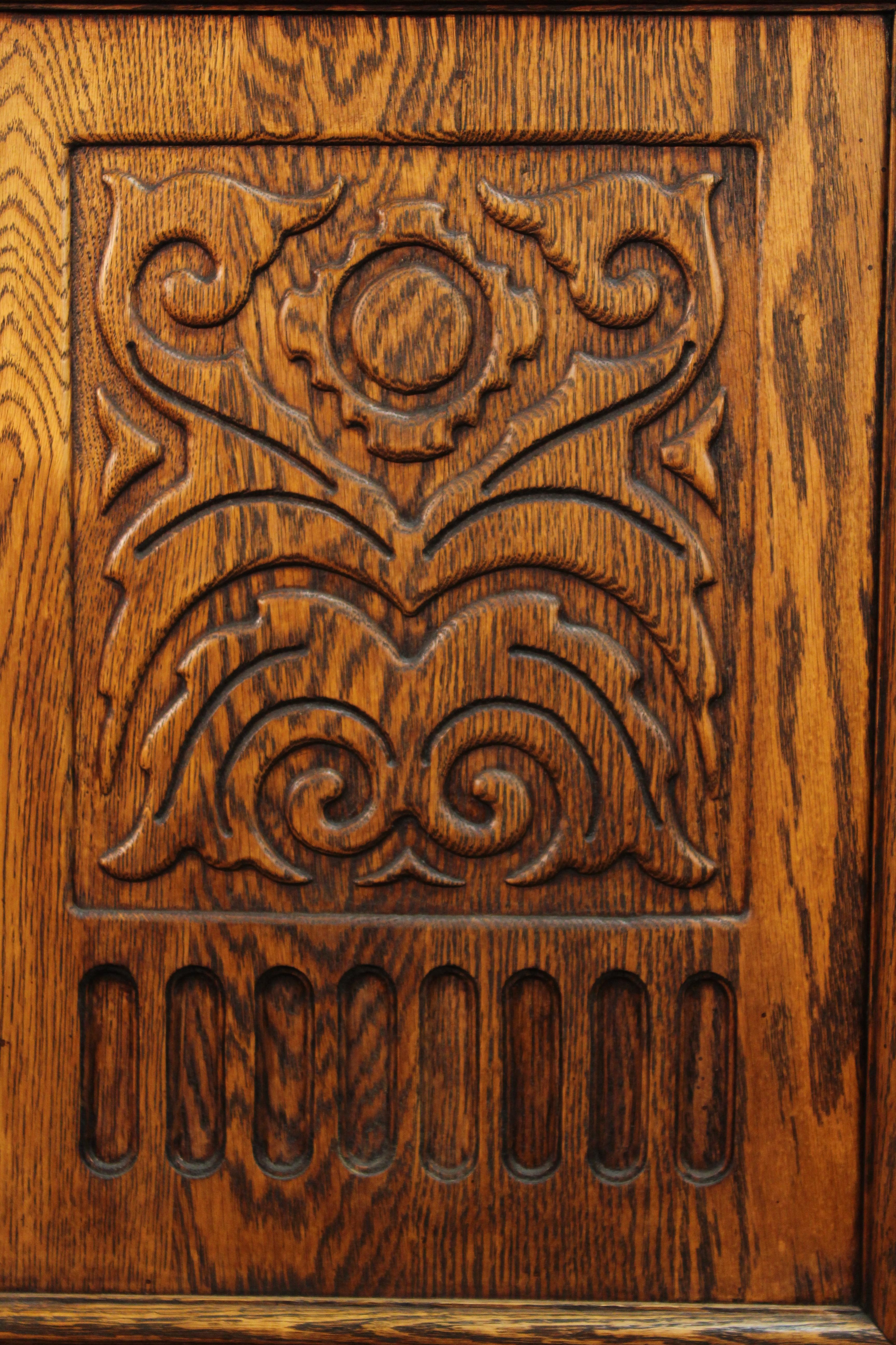 Spanish Revival Oak Cabinet, circa 1920s For Sale 1