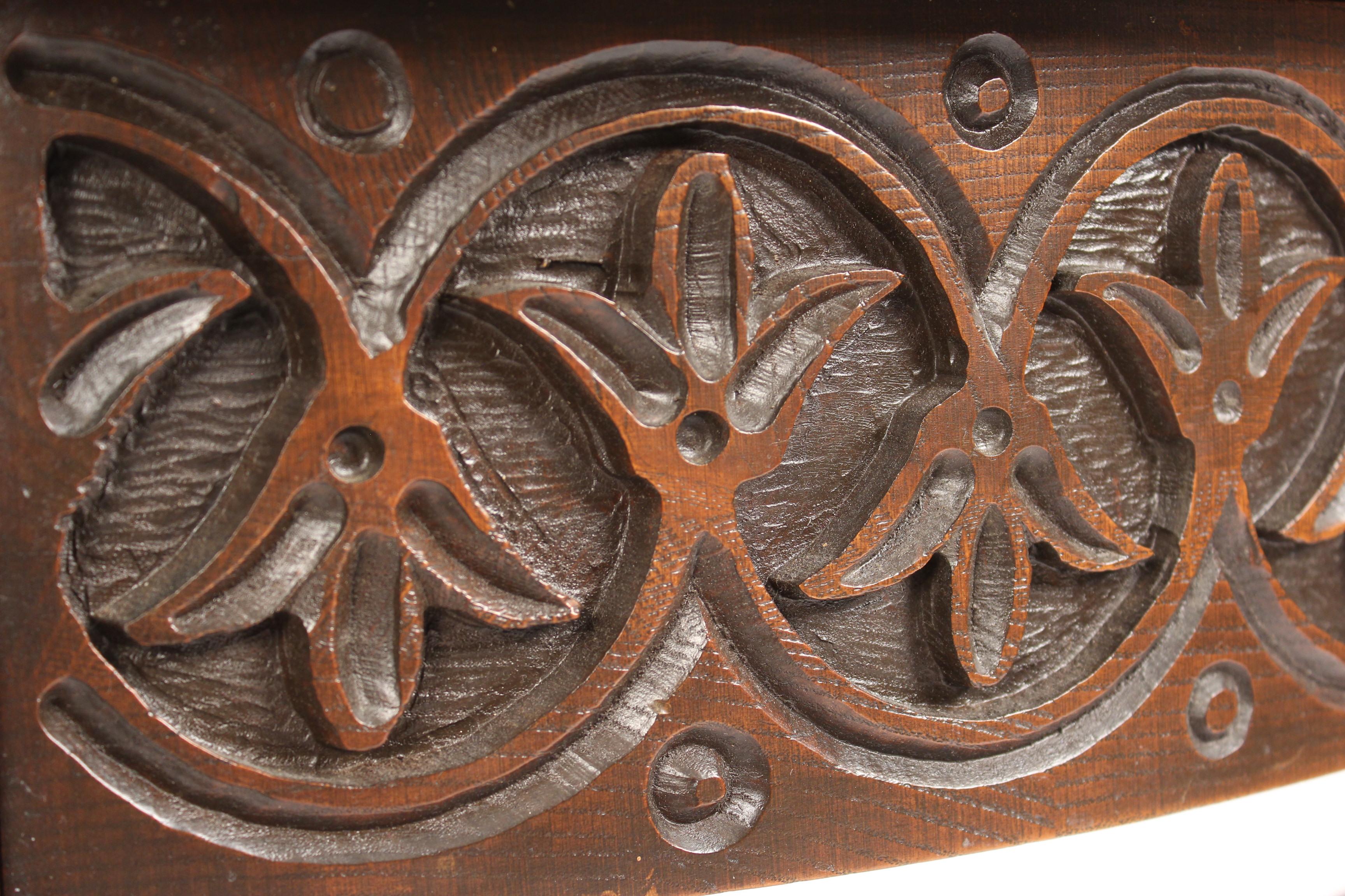 Spanish Revival Oak Demilune Console Table 2