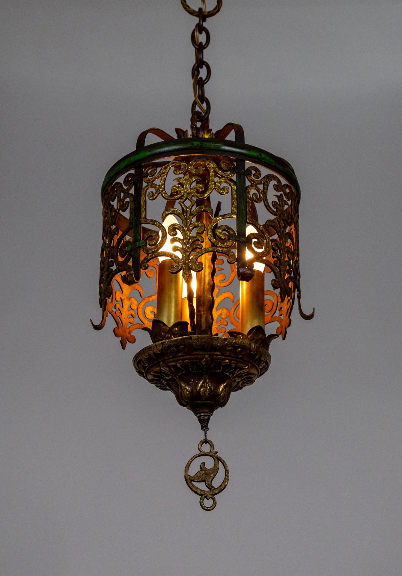 Spanish Colonial Spanish Revival Polychrome 3-Light Pendant