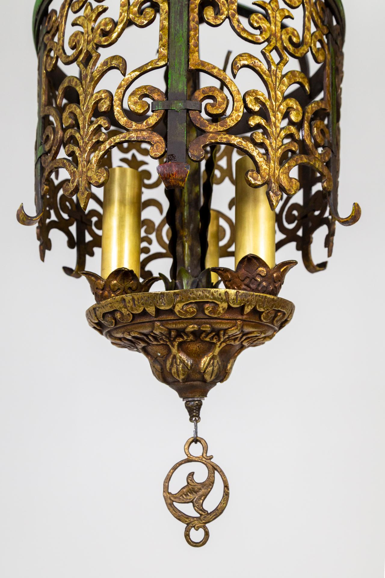 Spanish Revival Polychrome 3-Light Pendant 1