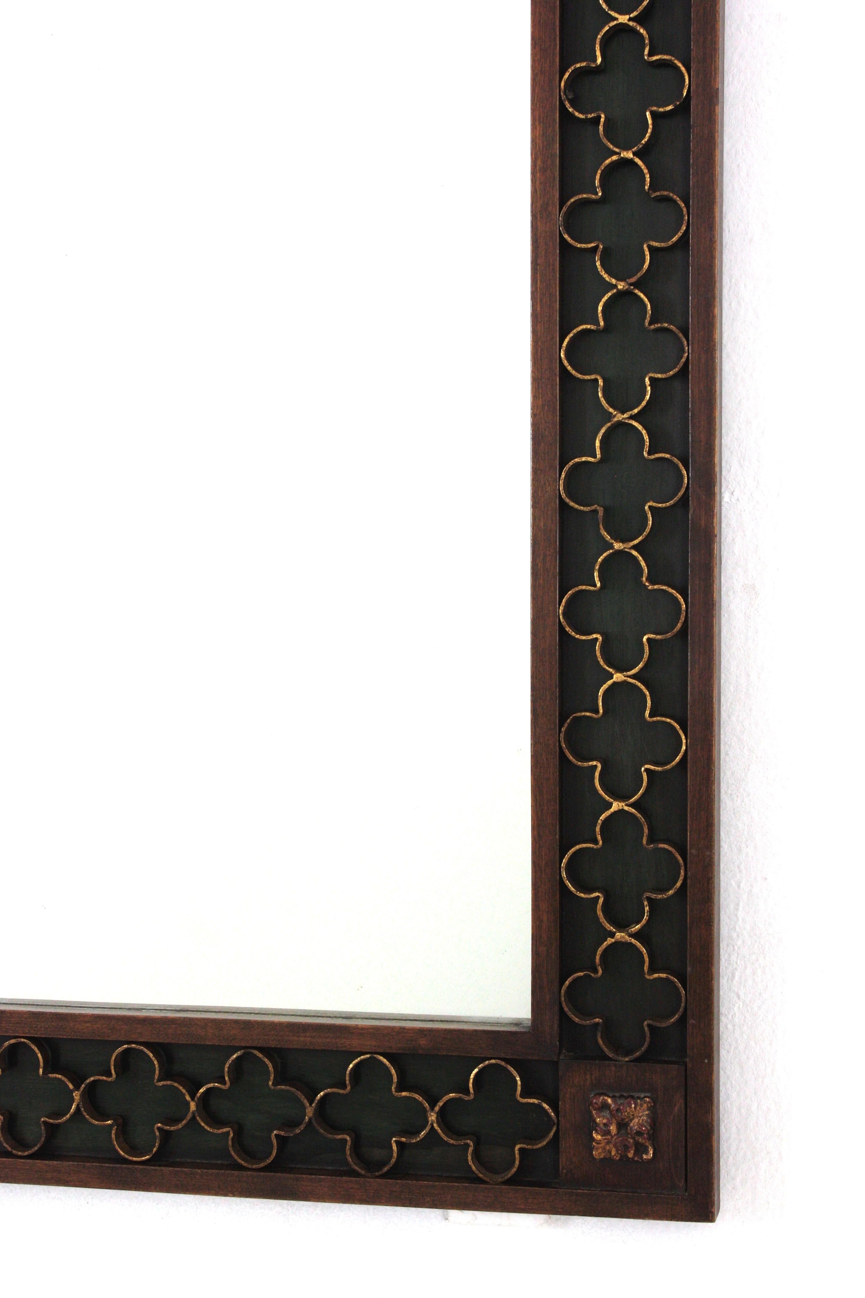 Spanish Revival Rectangular Mirror with Gilt Iron Rosettes Frame 5