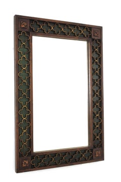 Spanish Revival Rectangular Mirror with Gilt Iron Rosettes Frame