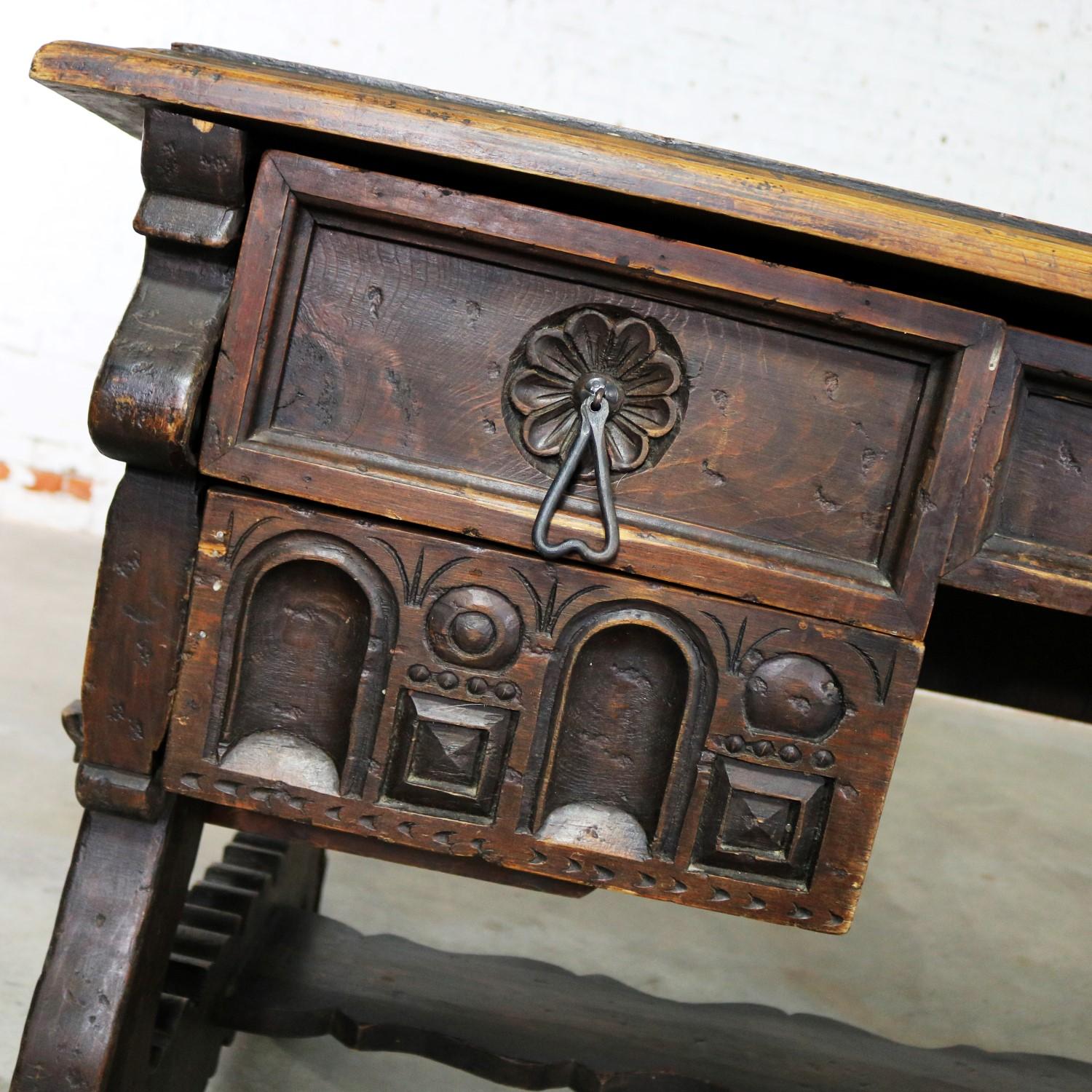 Spanish Revival Style Desk with Handwrought Hardware by Artes De Mexico 7