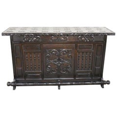 Vintage Spanish Revival Style Dry Bar with Inlaid Tile Top in Style Artes de Mexico
